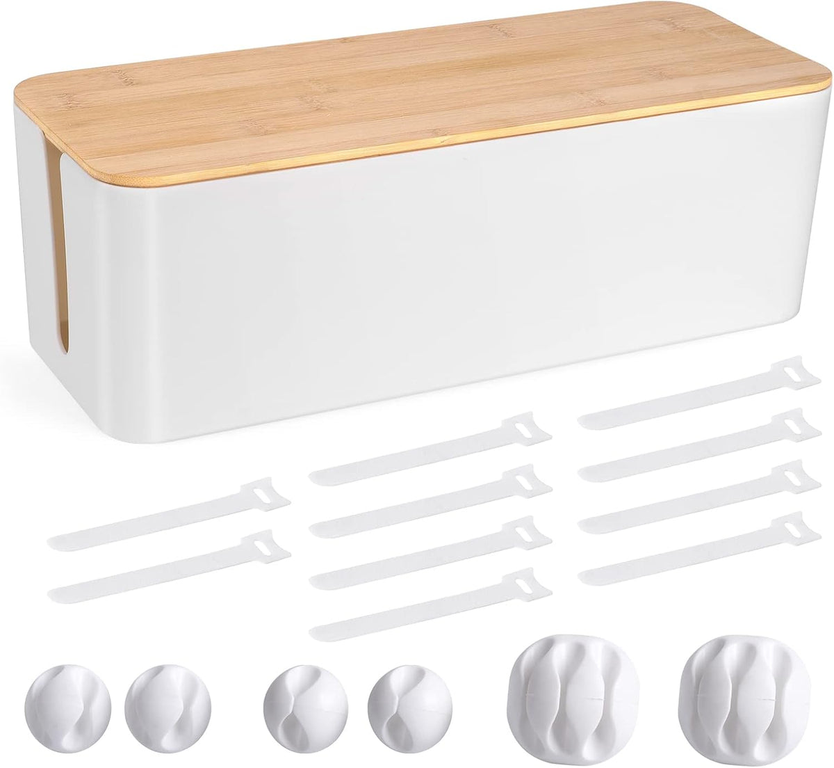 Tuwechen Cable Management Box, Wooden Style Cord Organizer Box