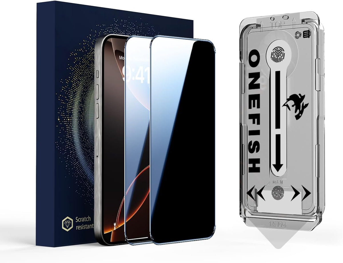 OneFish Full Edge Coverage Tempered Glass Screen Protector for IPhone 15 Plus/IPhone 14 Pro Max 6.7 inch 2 Pack Edge Reinforcement, Self-Aligning Installation, Case Friendly HD Screen Protectors