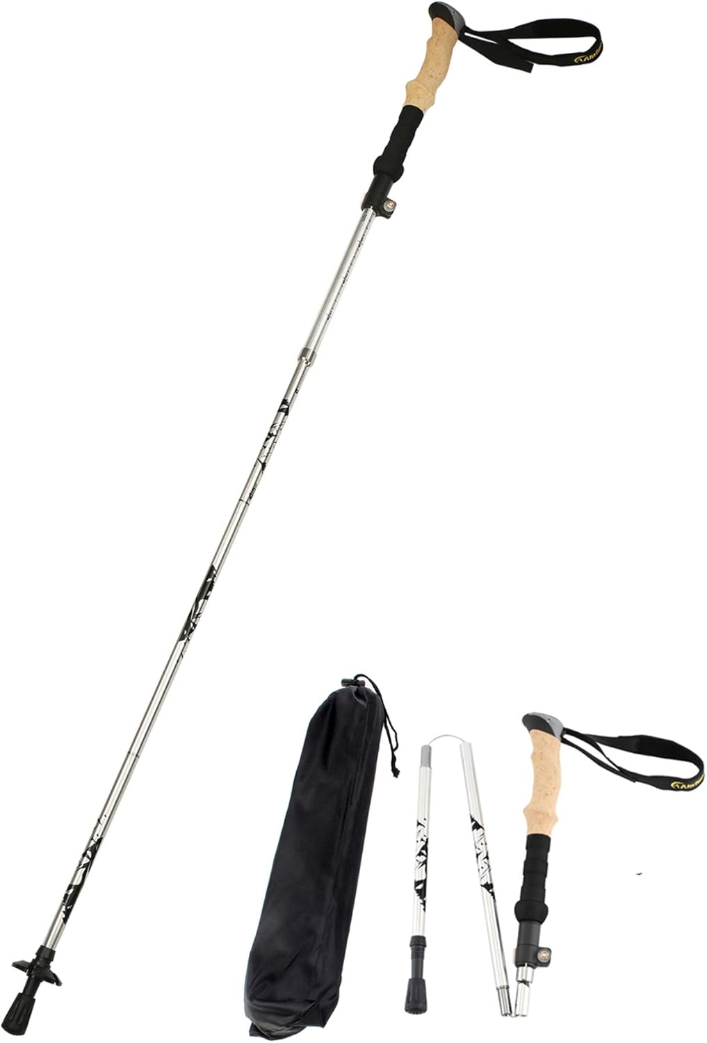 A ALAFEN Aluminum Collapsible Ultralight Travel Trekking Hiking Pole for Men and Women (Fits 5'3" - 6'2")