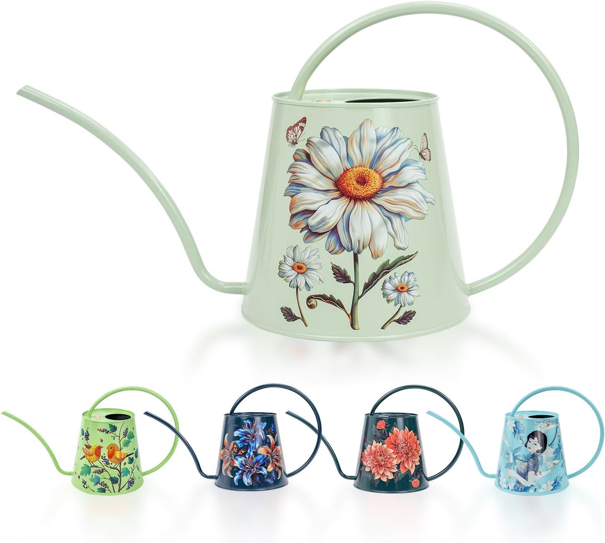 2L Long Spout Watering Can, Stainless Steel Water Can (Magnolia)