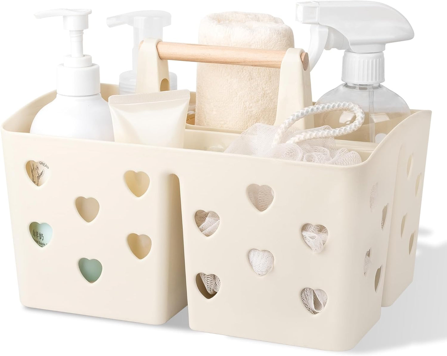 Anyoifax Portable Shower Caddy Plastic Shower Basket Organizer Divided Bathroom Caddy Storage Cleanning Caddy Tote with Handle for College, Dorm Room, Kitchen, Pink