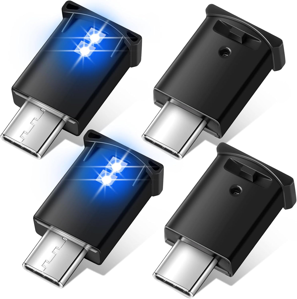 Frienda 4 Pieces Mini USB LED Car Light 8 Colors Atmosphere Lamp,Type A
