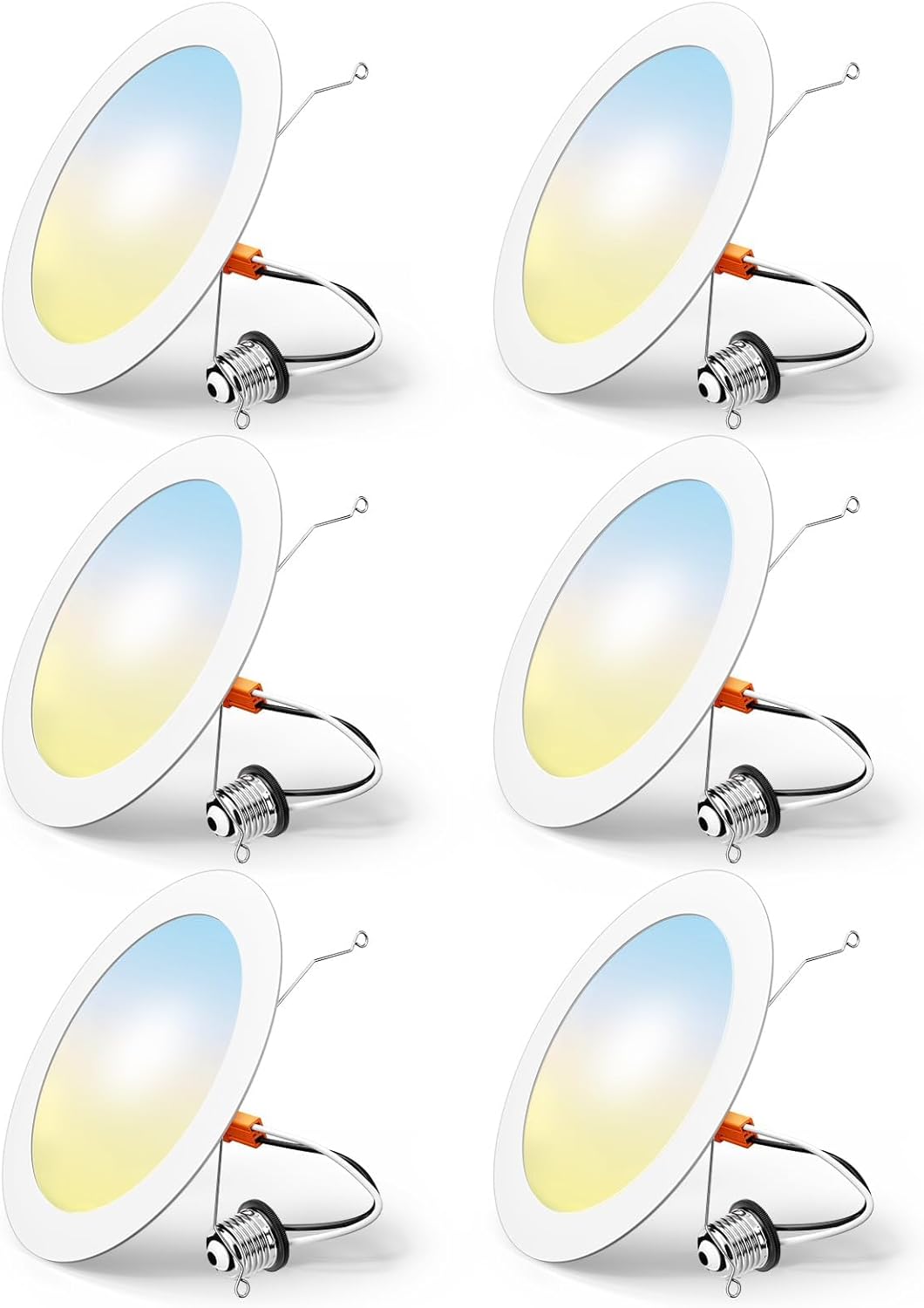FREELICHT 6 Pack Retrofit LED Recessed Lighting 6 Inch, Selectable 2700K/3000K/4000K/5000K/6000K, Dimmable Flat LED Can Lights, 10W=110W, 1000LM, IC & Damp Rated, ETL & FCC, Black