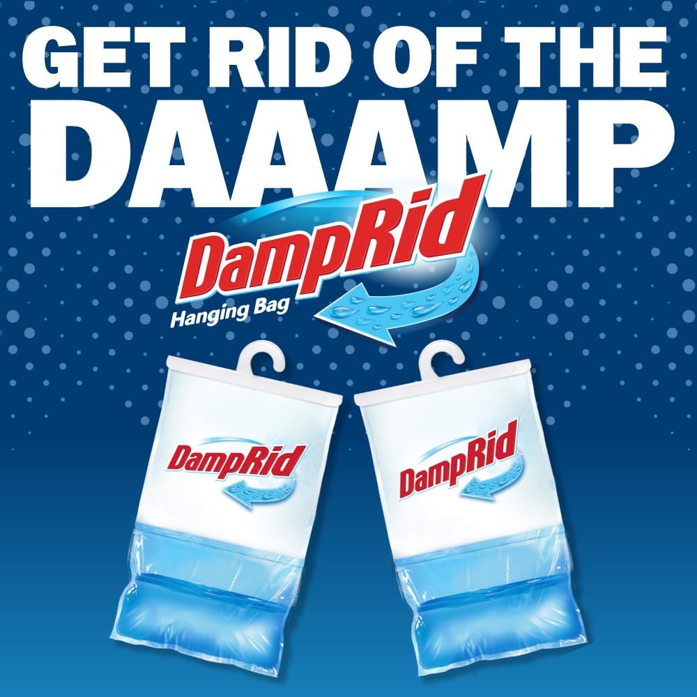 DampRid Fragrance Free Hanging Moisture Absorber, 15.4 oz., 6 Pack - Eliminates Musty Odors for Fresher Air, Ideal Moisture Absorbers for Closet, 10% More Moisture Absorbing Power*