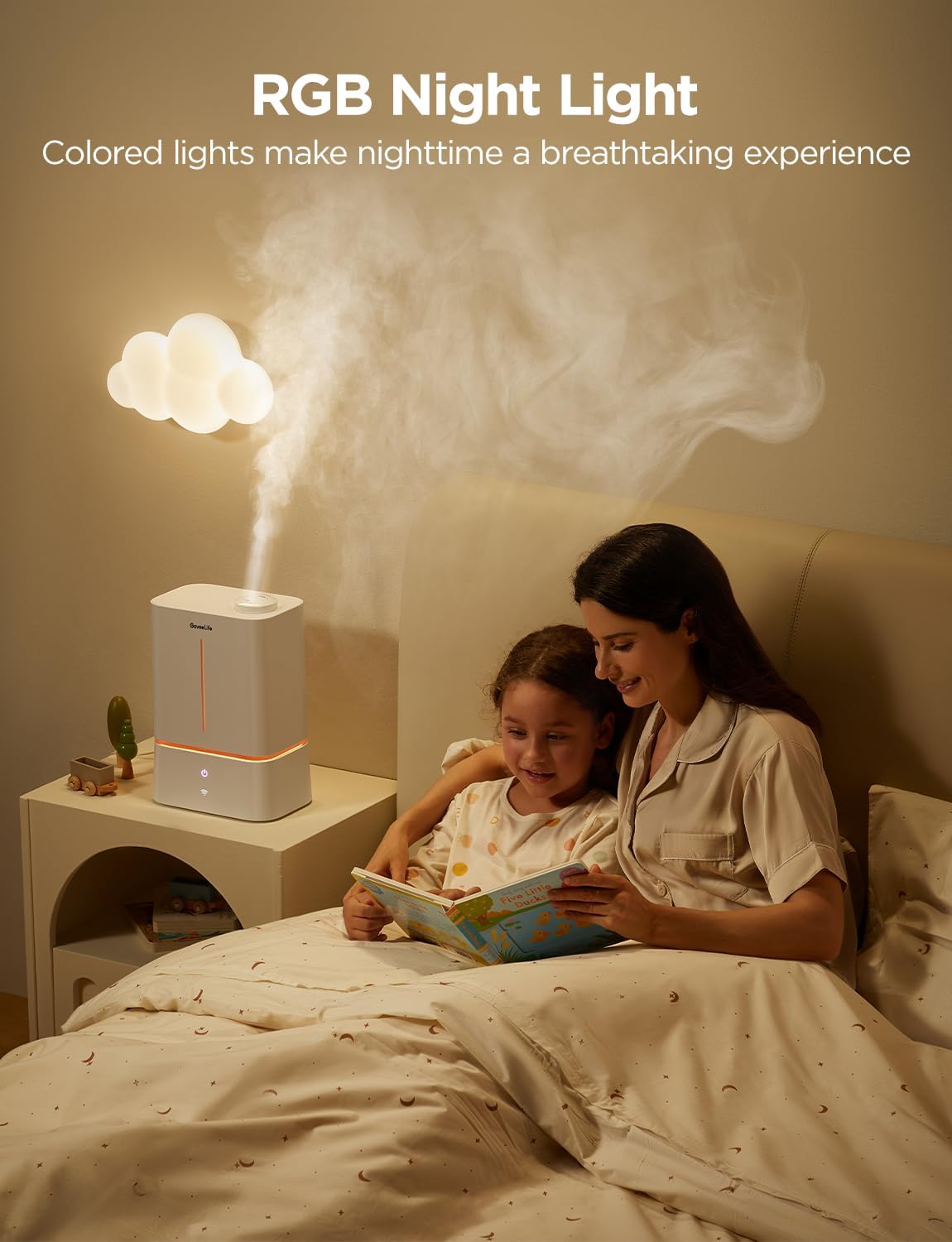 GoveeLife Smart Humidifiers for Bedroom, 4.5L Cool Mist Air Humidifiers with Scent Diffuser & Nightlight, 40H Runtime, Easy to Clean, Quiet Top Fill Ultrasonic Humidifier for Plant, Large Room, Baby