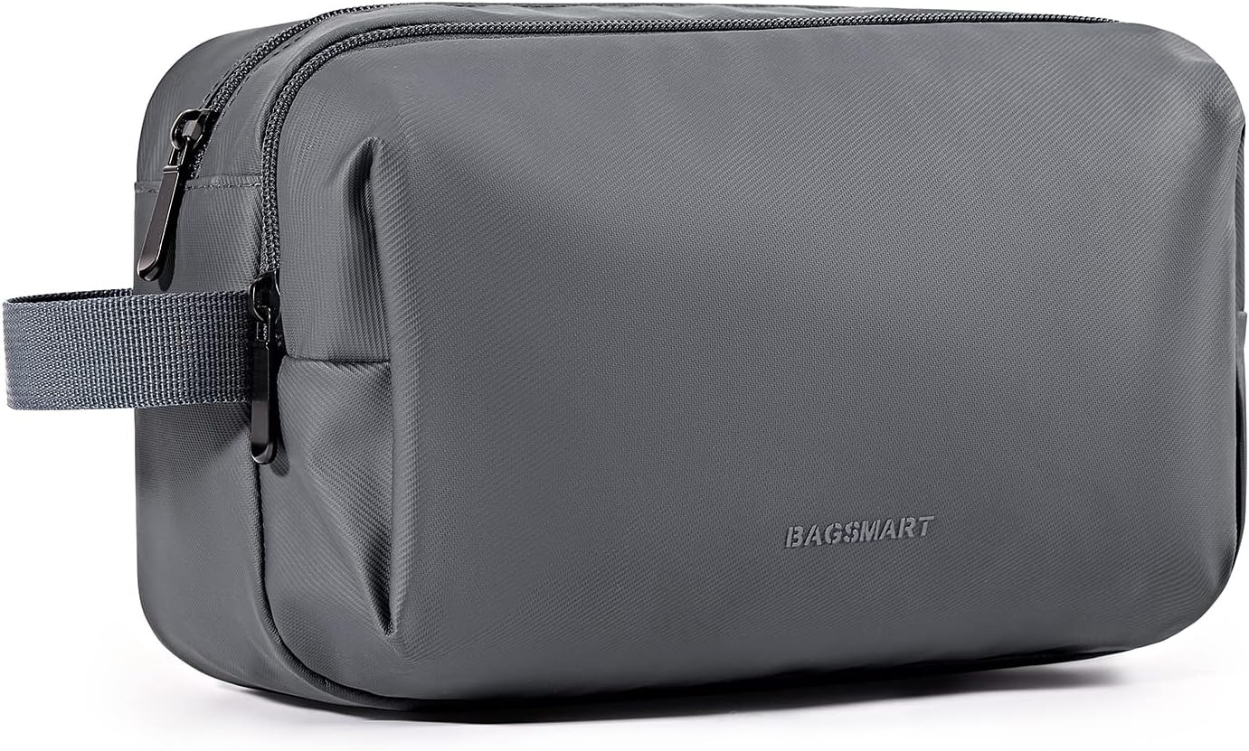 BAGSMART Toiletry Bag for Men, Travel Toiletry Organizer Dopp Kit Water-resistant Shaving Bag for Toiletries Accessories, Door Room Essentials, Black-medium
