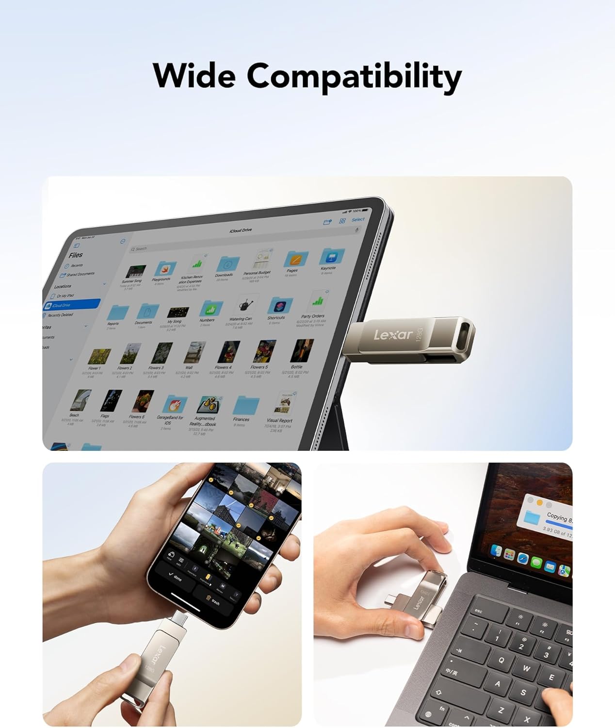 Lexar D40E 128GB Dual USB 3.2 Gen 1 Type-C Jump Drive, USB-C Flash Metal Housing Swivel Design Thumb Drive(Champagne Silver)
