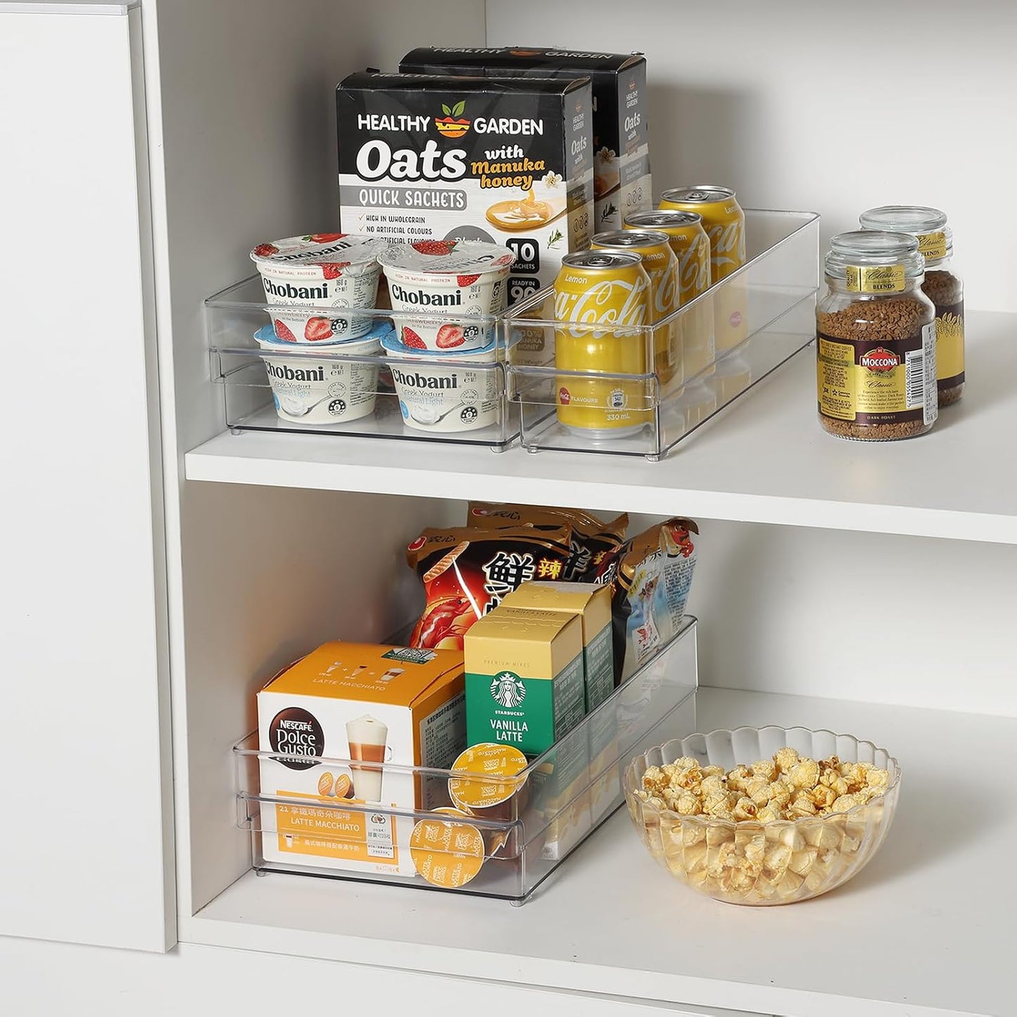 Plastic Storage Bins, 2 Pack Stackable Fridge Organizer Bins, Freezer Storage Bins, Clear Refrigerator Organizer Bins, Multipurpose Kitchen Pantry Organizers and Storage (S)