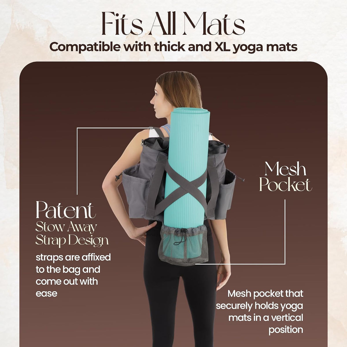 Yoga Mat Bag - Convertible Crossbody Yoga Bag, Travel Tote Back Pack