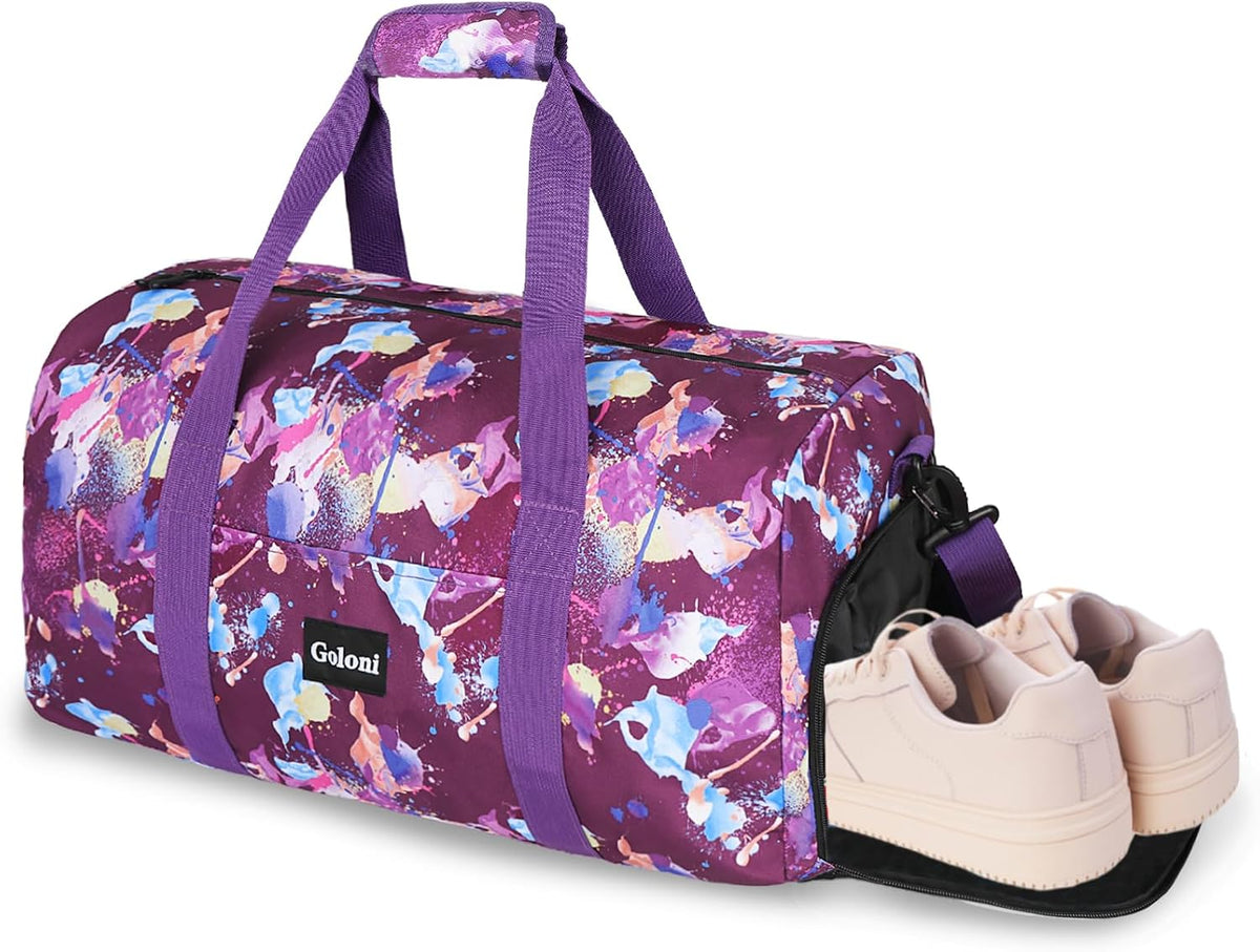 Goloni Cute Duffle Bag for Women, Gym Bag with Shoe Compartment, Lightweight Weekend Travel Duffel Bag,Overnight Bag with Wet Pocket