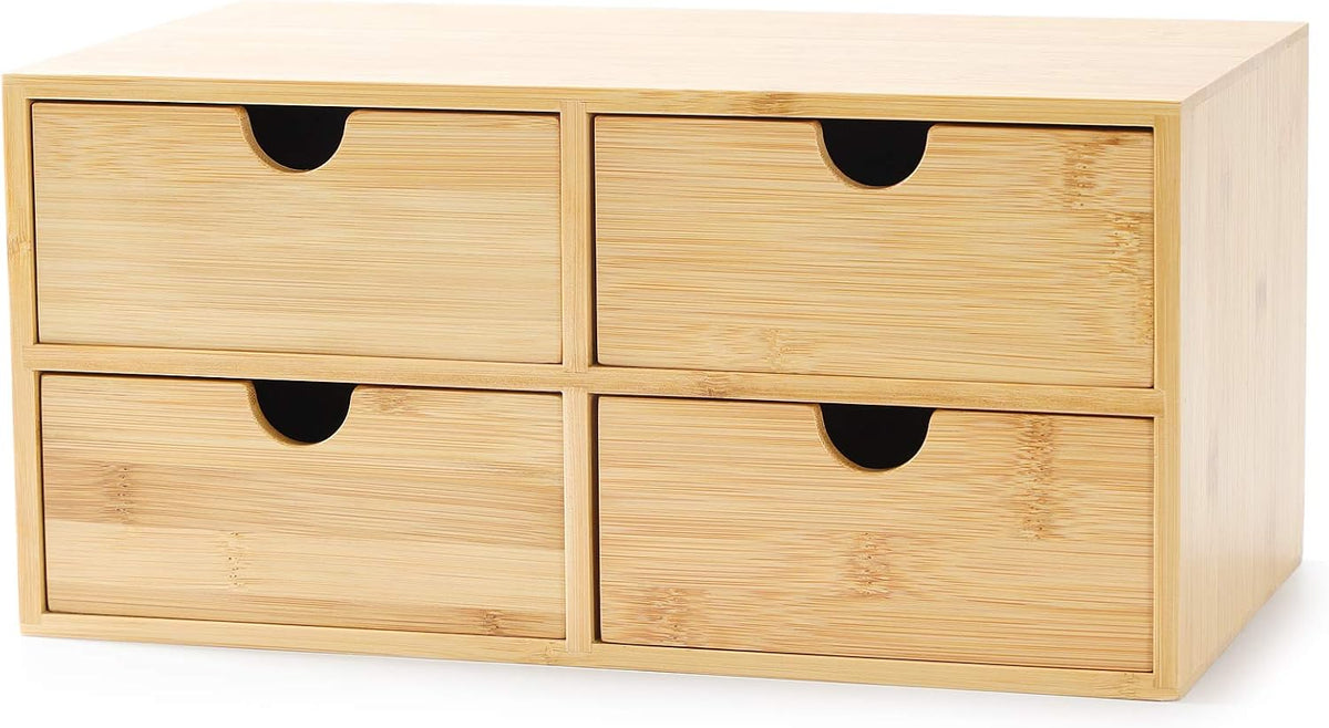 Bamboo Desk Drawer Organizer, Desktop Organizer with Drawers(2 Drawers)