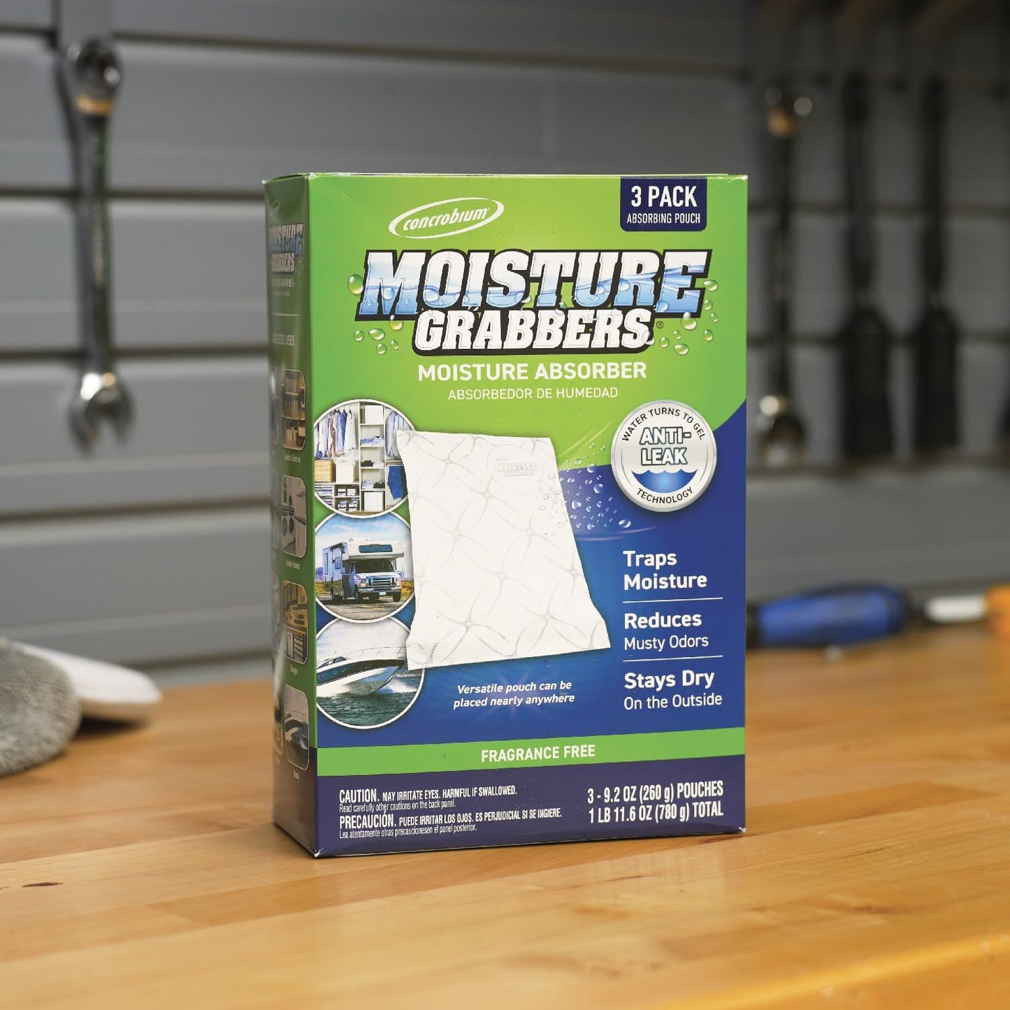 Concrobium Moisture Grabbers Pouch, 27.6 oz, Moisture Absorber for Closets, Basements and Bathrooms, Helps Reduce Dampness and Musty Odors, Compact Moisture Control Design