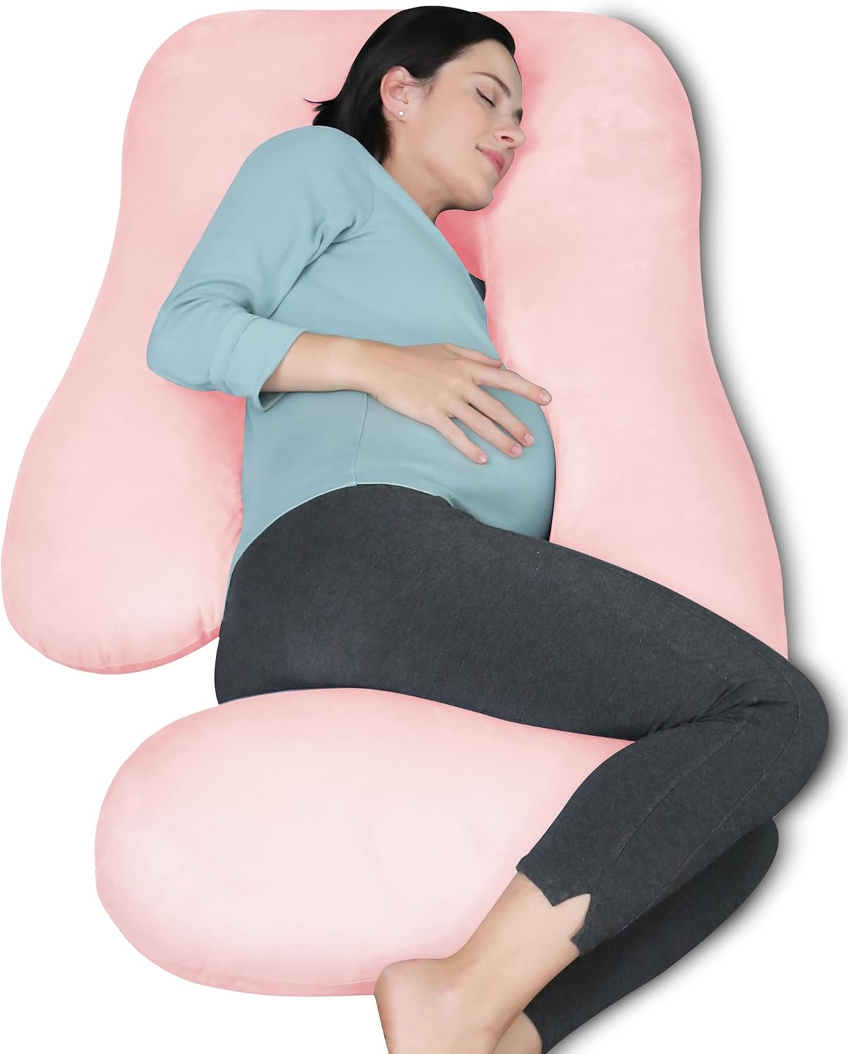 MOON PARK Pregnancy Pillows for Sleeping - U Shaped Full Body Maternity Pillow with Removable Cover - Support for Back, Legs, Belly, Hips - 57 Inch Pregnancy Pillow for Women - Burgundy