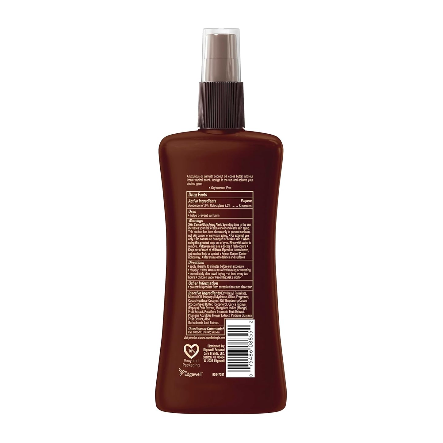 Hawaiian Tropic Dark Tanning Oil Spray Pump, SPF 6 8 Oz (Packaging May Vary)