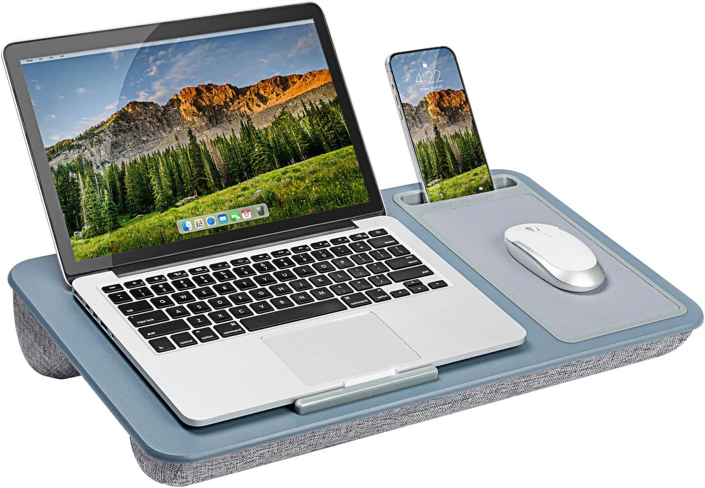 LAPGEAR Home Office Pro Lap Desk with Wrist Rest, Mouse Pad, and Phone Holder - Pink - Fits up to 15.6 Inch Laptops - Style No. 91604