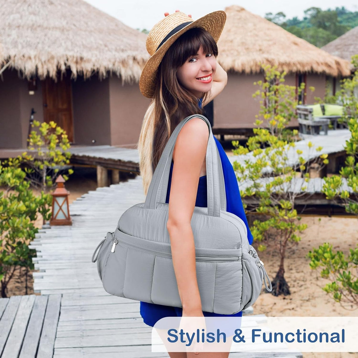 TOPDesign Travel Duffel Bag, Puffy Carry On Overnight, Gym Bag w/Wet Pocket