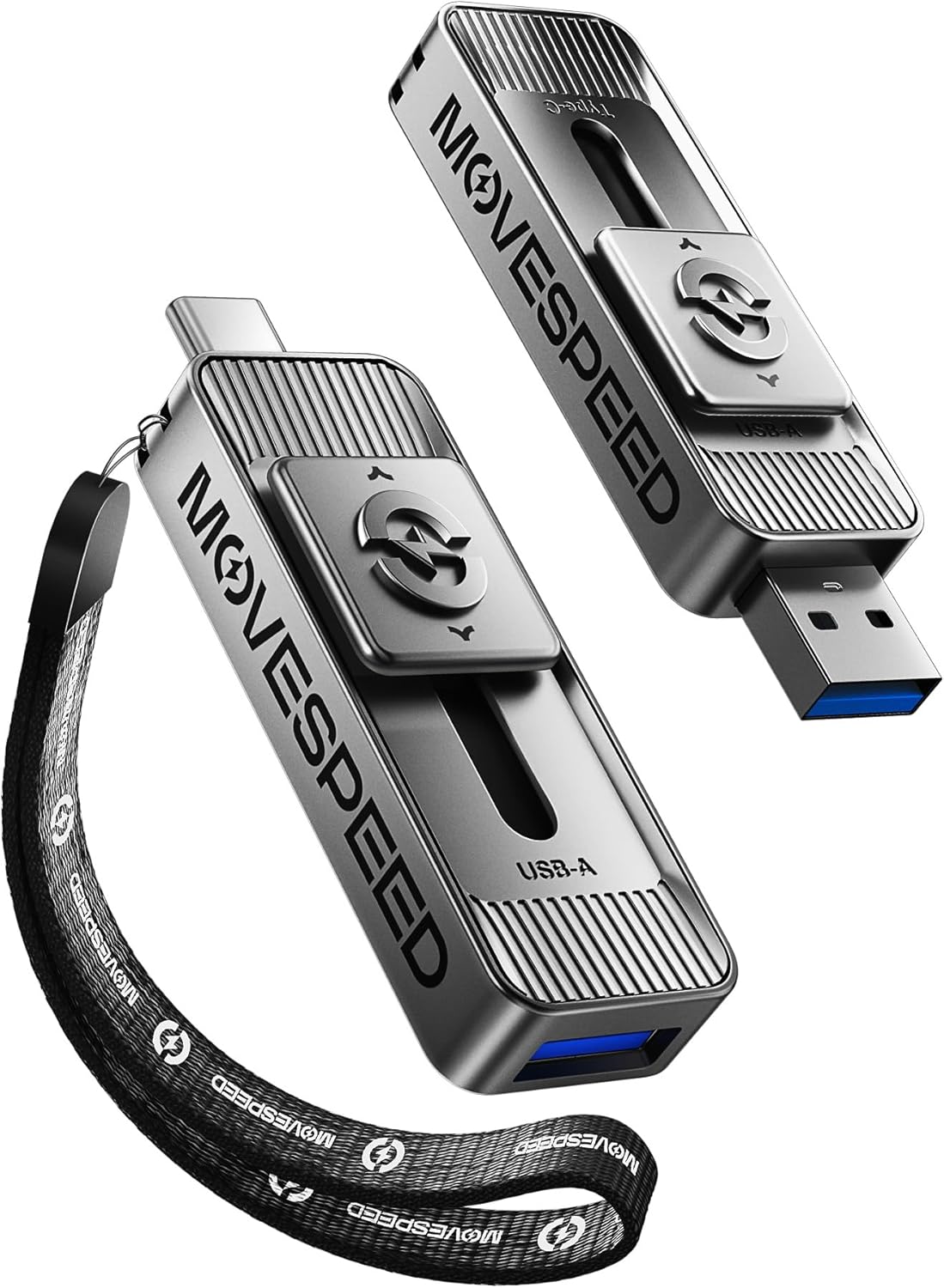 MOVE SPEED 1TB USB Drives, ThumbDrive with Dual Ports & Push-Pull Design — 560MB/s Read Speed, Type C + USB 3.2 Drive Portable ssd for iPhone 15/16/17/Android/Mac