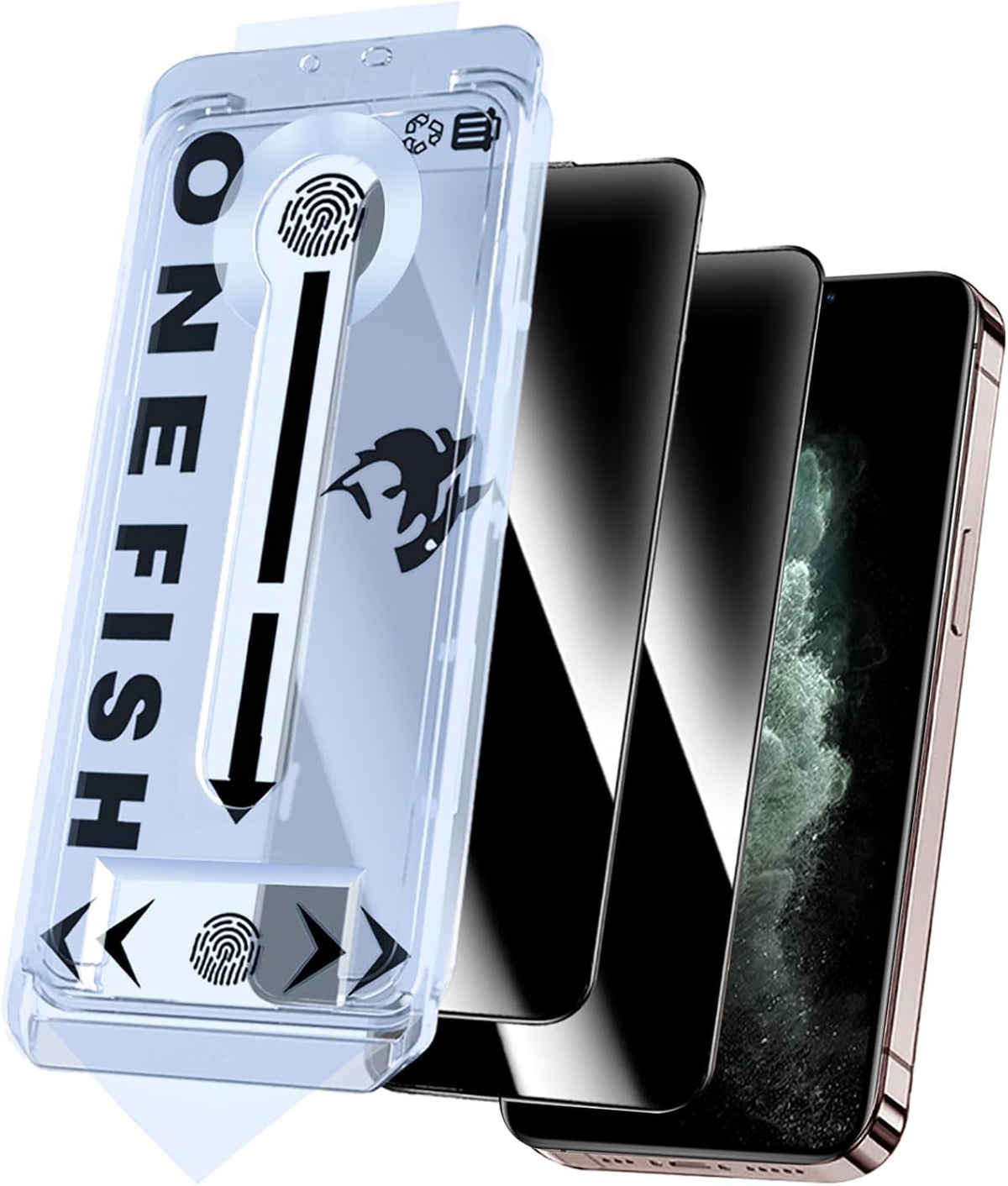 OneFish Tempered Glass Screen Protector for iphone 11 Pro Max/Xs Max, 9H Hardness Glass Scratch Resistant,HD Clarity Tempered Glass Film with Installation Frame,Easy Installation,2Pack.