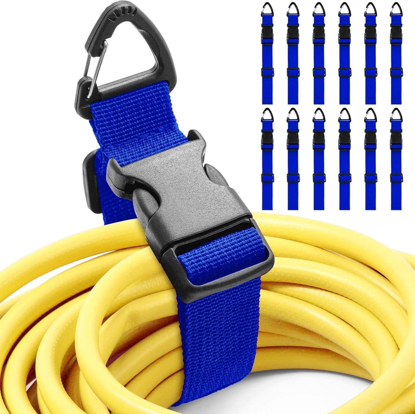 12 Pack 17 Inch Adjustable Extension Cord Holder Organizer with Triangle Clips for Garage Organization and Storage Heavy Duty Extension Cord Hanger for Men Workshop (Black)