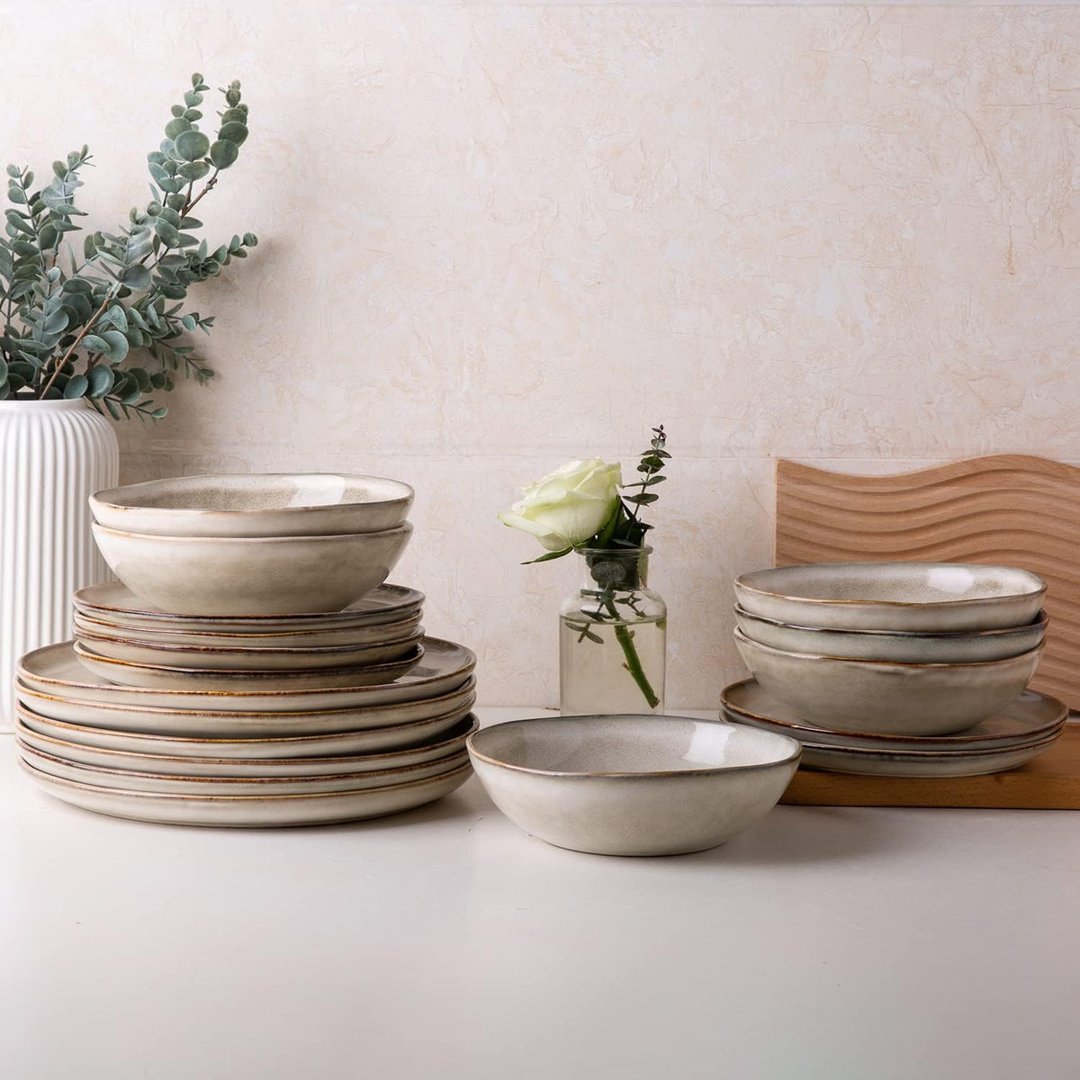 AmorArc Ceramic Plates Set of 6,8.5 Inch Stoneware Small Dinner Plates Set