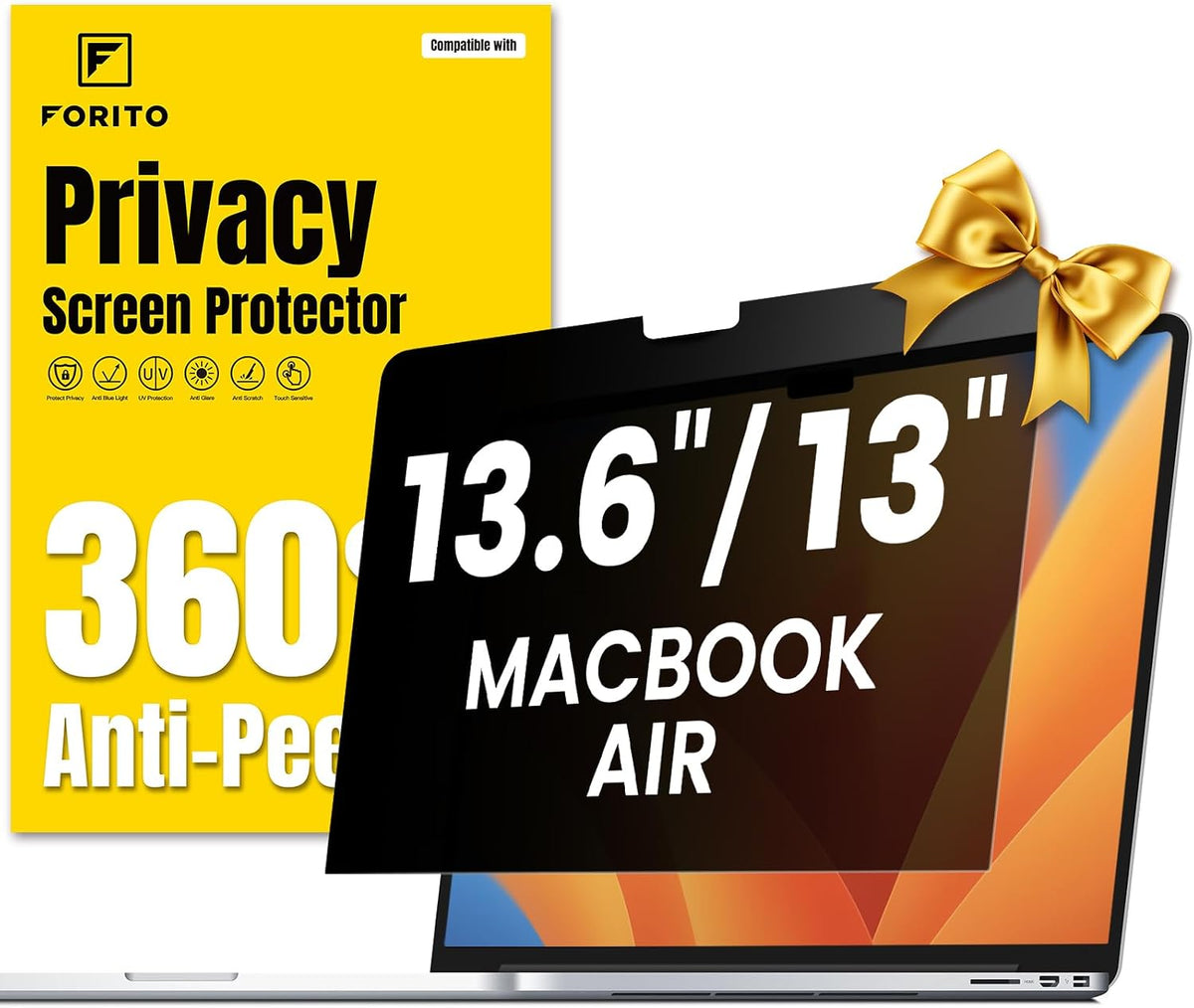 F FORITO 360° Privacy Screen Protector Compatible with MacBook Air 15.3 inch (2023-2025, M2, M3, M4), Anti Peeping and Anti Glare Laptop Privacy Screen Shield