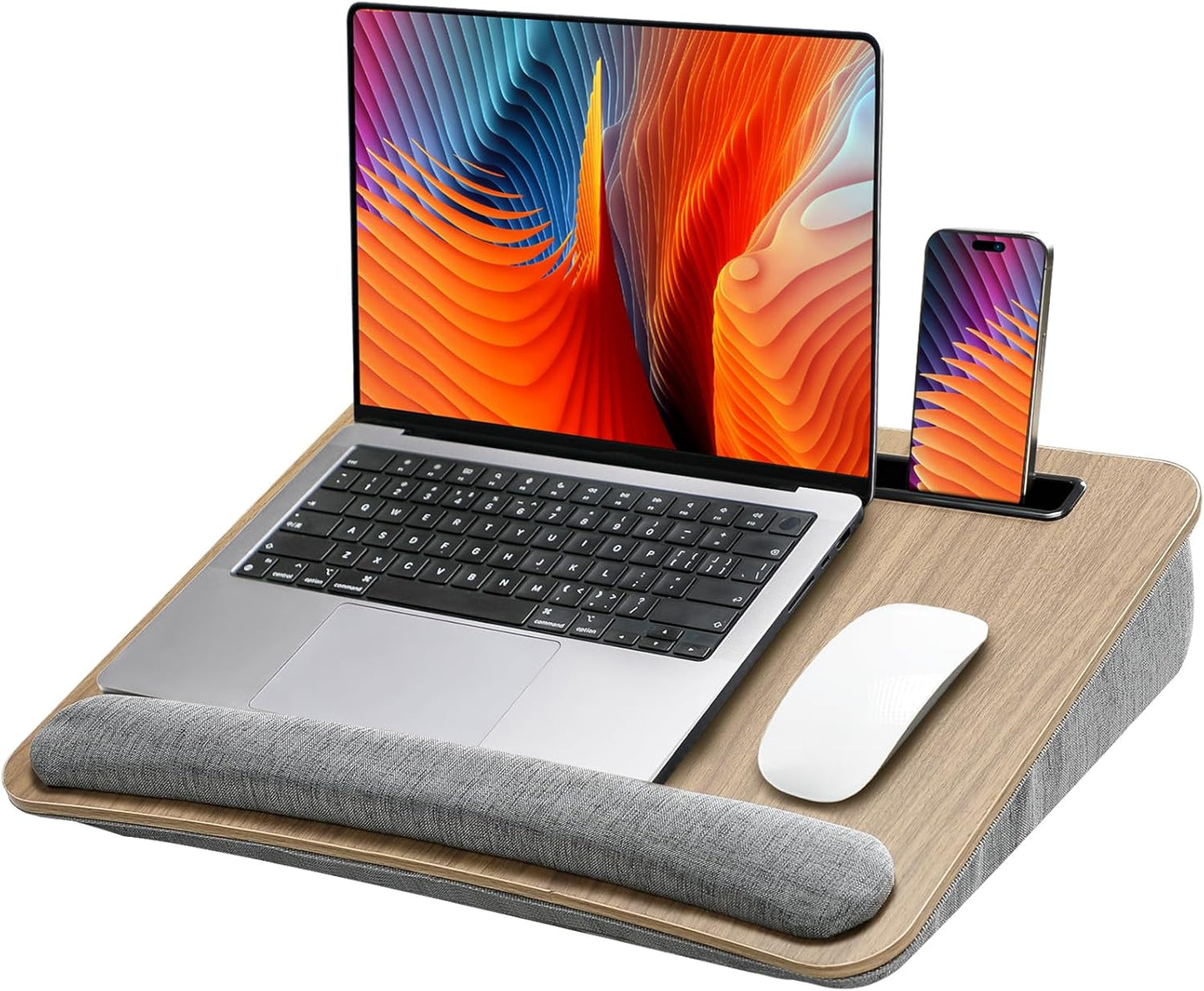 HUANUO Laptop Lap Desk - Portable Lap Desk with Pillow Cushion, Fits up to 15.6 inch Laptop, with Anti-Slip Strip & Storage Function for Home Office Students Use as Computer Laptop Stand, Book Tablet