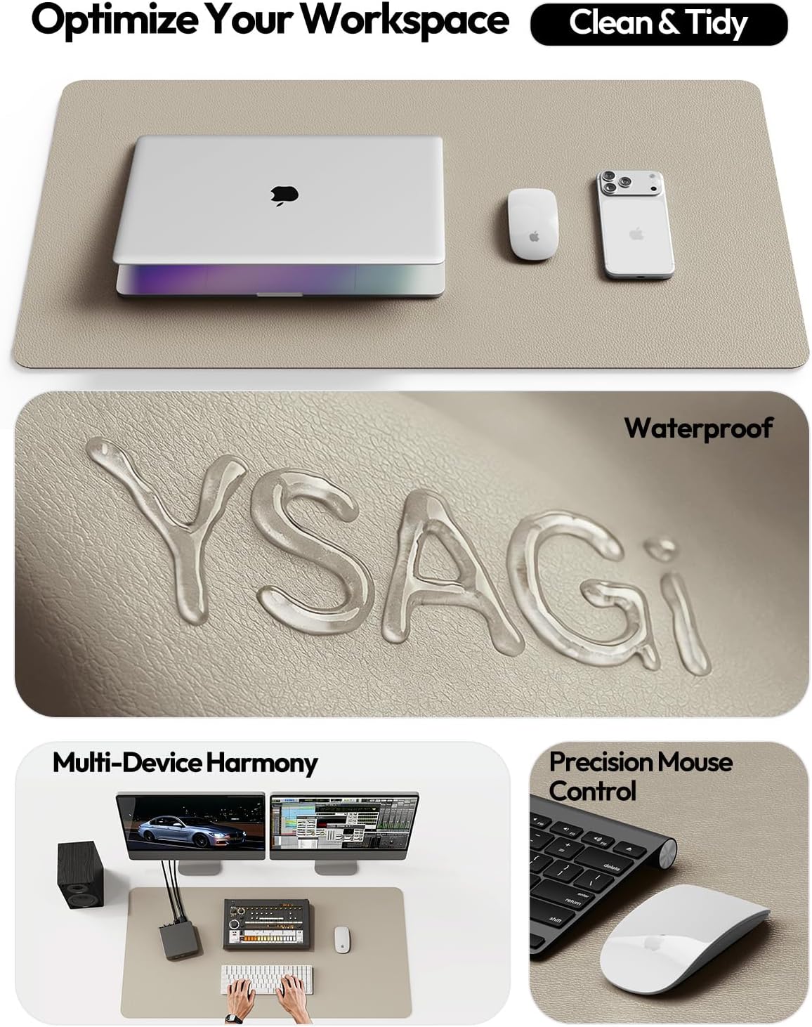 YSAGi Desk Protector&Blotter, Non-Slip Waterproof Leather Mouse Pad