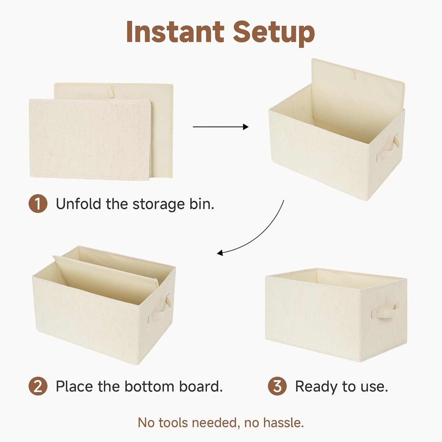 StorageWorks Closet Storage Bins, Beige(NaturWeave Fabric), Extra Large | Closet Organizers and Storage Bins, Shelf Baskets for Clothes Storage, Fabric Storage Bins for Organization