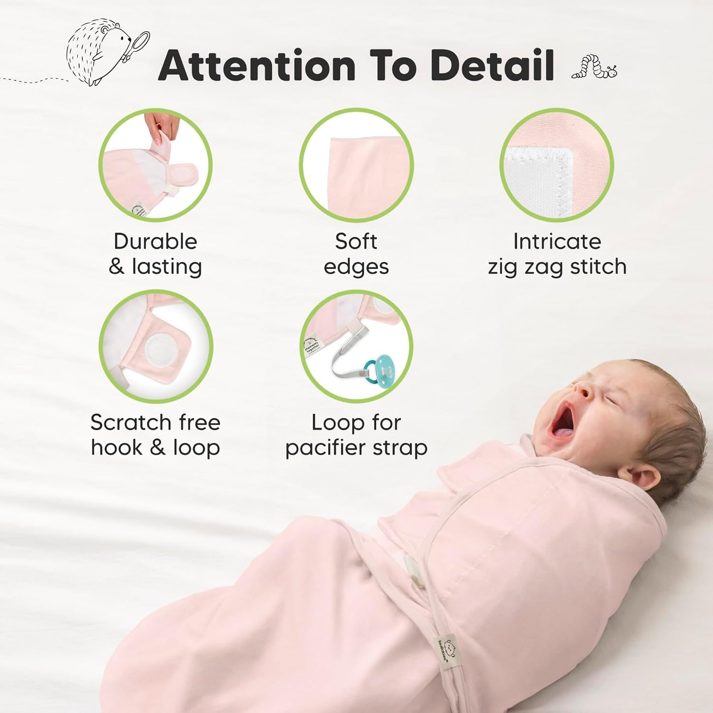 3-Pack Organic Baby Swaddle Sleep Sacks - Swaddles for Newborns, Infant 0-3 Months, Baby Girls, Boys, Soft & Snug Newborn Sleep Sack, Nursery Swaddling Blankets (Abc Land Rose, OS)