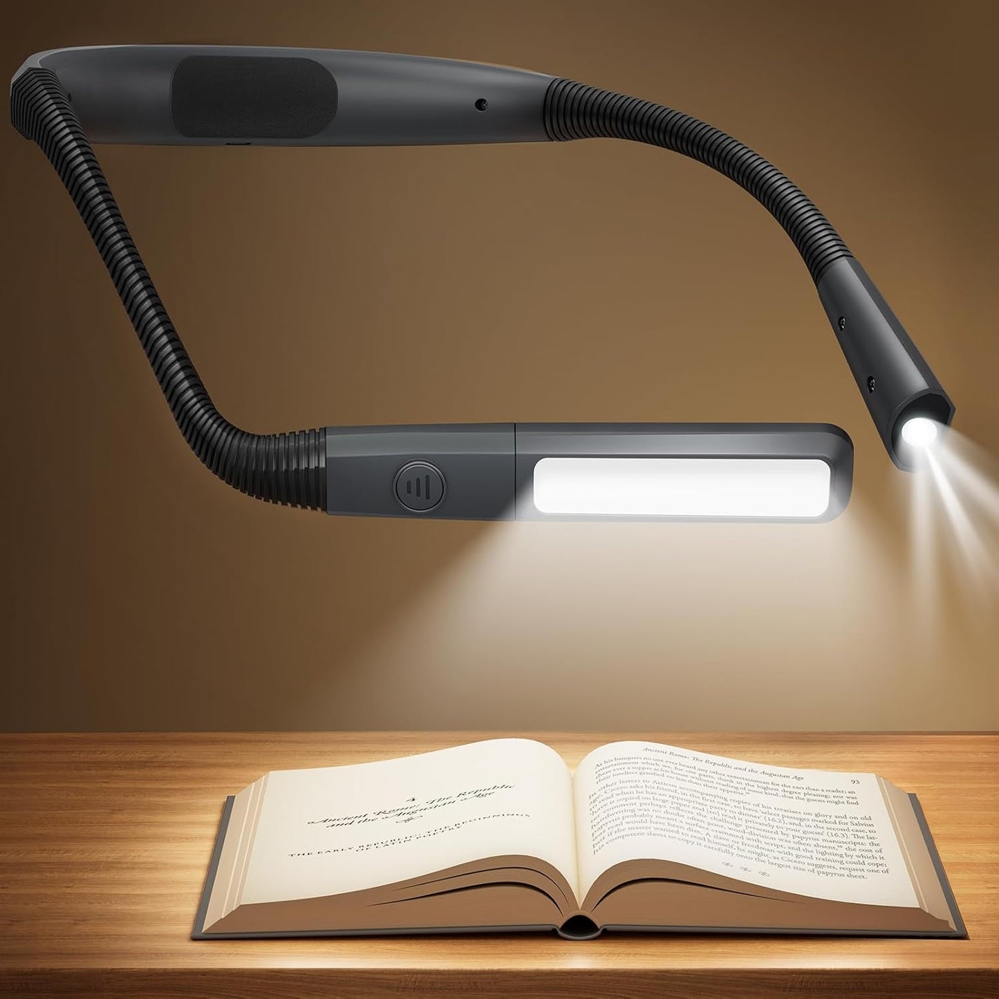 Glocusent Bendable Neck Light, 100Hrs Long Lasting Rechargeable Book Light, 5 Colors & Stepless Dimming Reading Light - Perfect Book Lights for Reading at Night, Knitting, Book Lovers Gifts