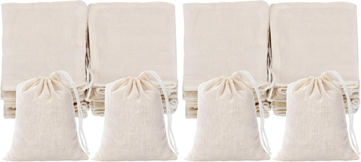 Tatuo 50 Pcs Muslin Bags 4 X 6 Inches, Cotton Drawstring Pouches Party