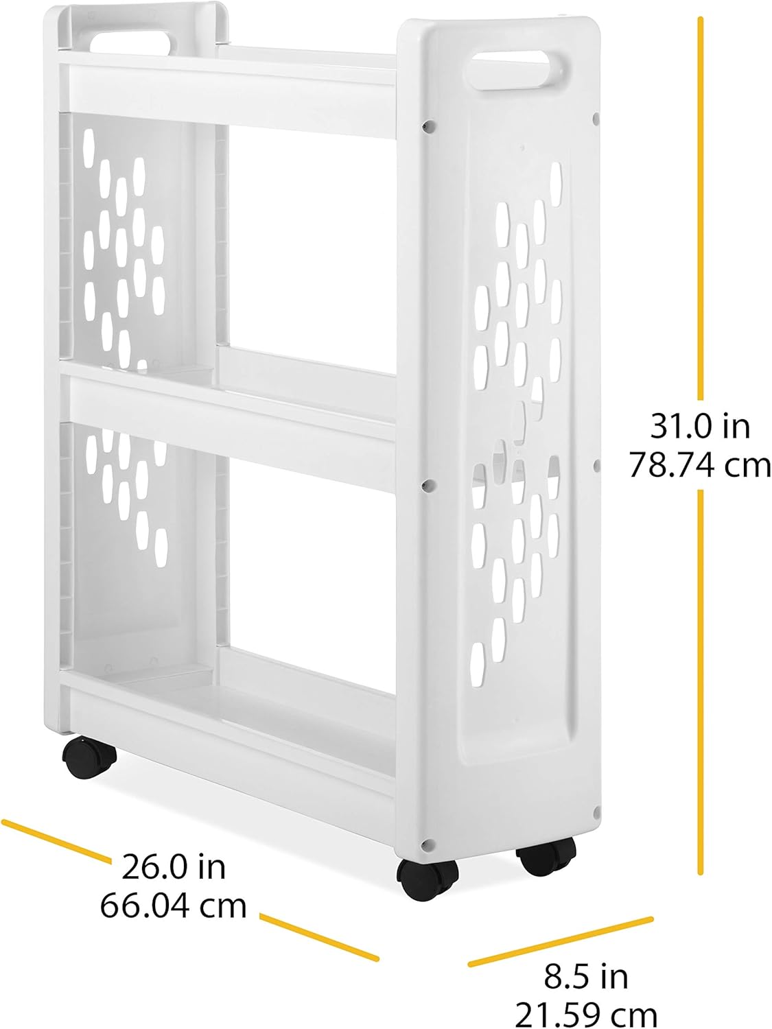 Whitmor 3 Tier Rolling Laundry Cart 8.50x26.0x31.0