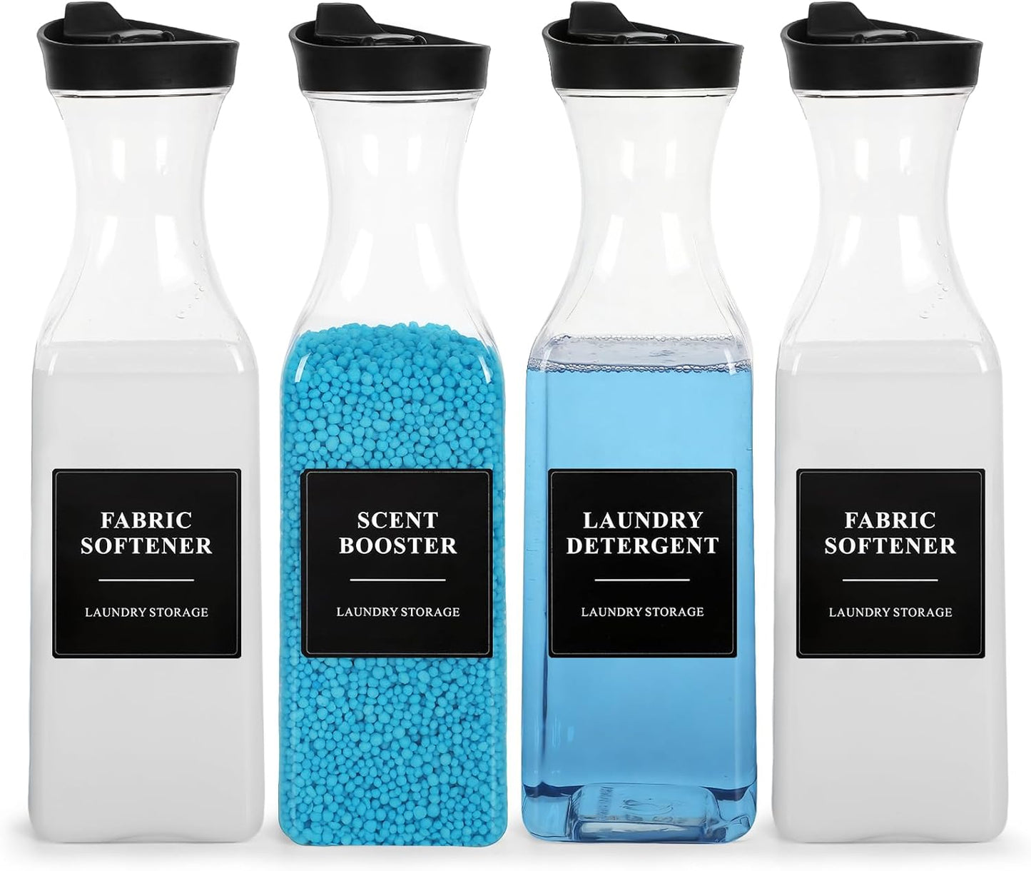 3 Pack Laundry Detergent Dispenser, Laundry Soap & Fabric Softener Dispenser, 54oz Laundry Detergent Containers, Laundry Room Organization and Storage Plastic Bottle for Scent Booster, Powder, Bleach