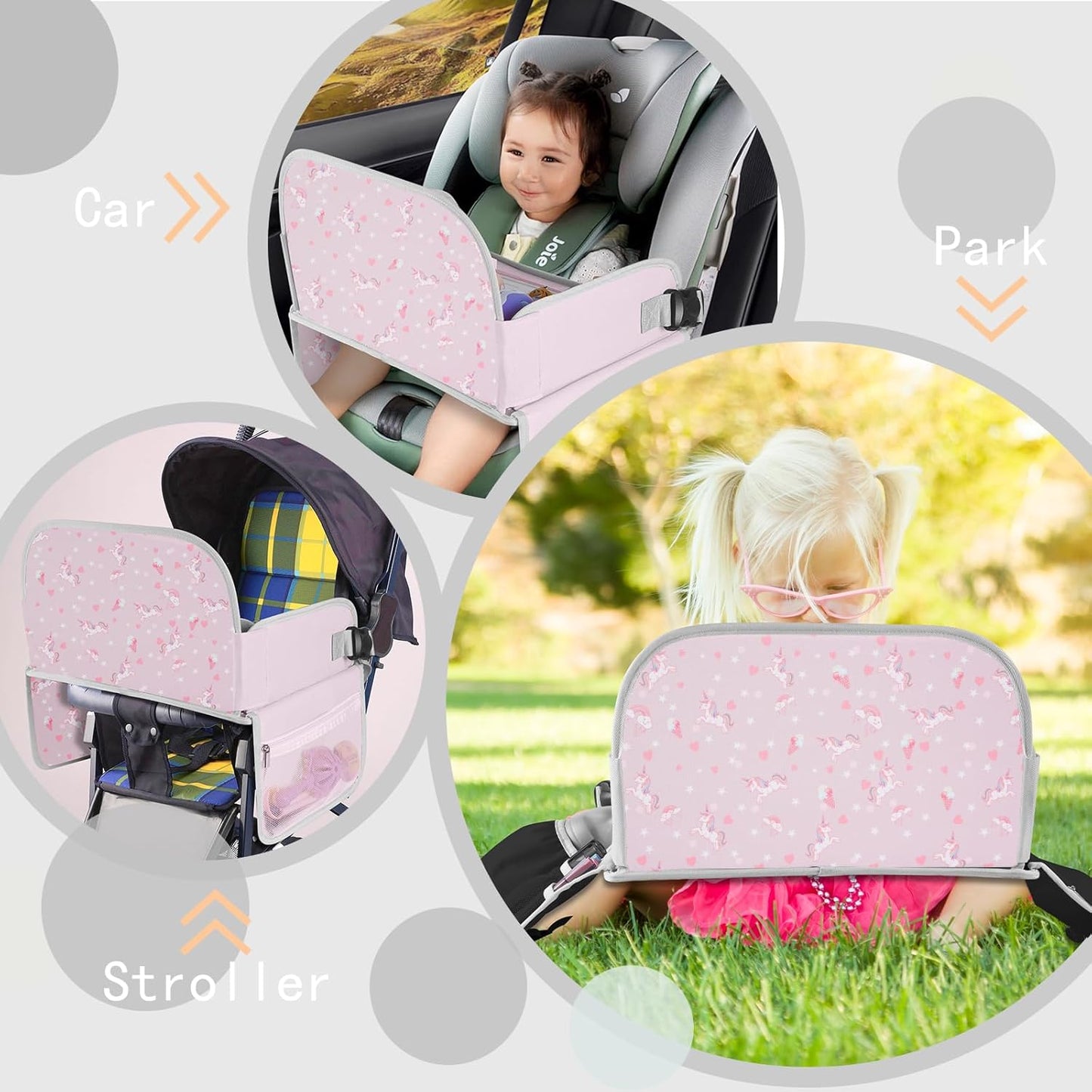 MENZOKE Kids Travel Tray for Toddler Car Seat, Toddler Gift for Girl Activities with Dry Erase Board & iPad Holder Stand,Road Trip Essentials Accessories Lap Tray for Girl as Birthday Gift,LightPurple