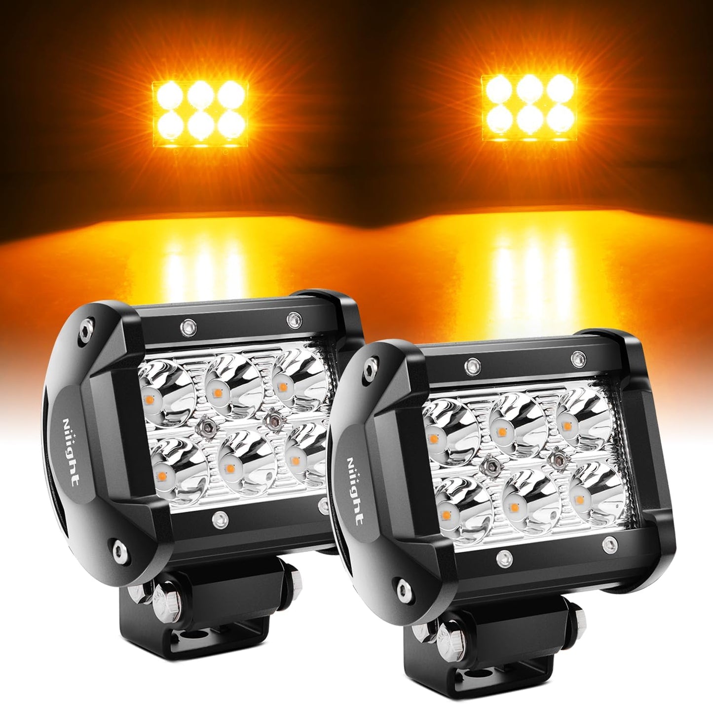 Nilight Led Pods 2Pcs 18W 1260LM Spot Off Road Lights Super Bright Driving Fog Boat Lamp Work Lighting Bar for Trucks Van Camper Wagon Car Pickup Golf Cart ATV UTV SUV Boat 4x4