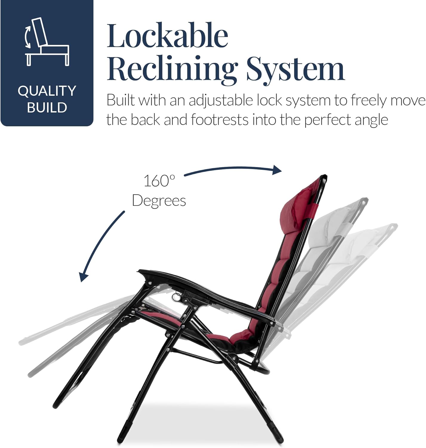 Best Choice Products Oversized Padded Zero Gravity Chair, Folding Outdoor Patio Recliner, XL Anti Gravity Lounger for Backyard w/Headrest, Cup Holder, Side Tray, Polyester Mesh - Burgundy