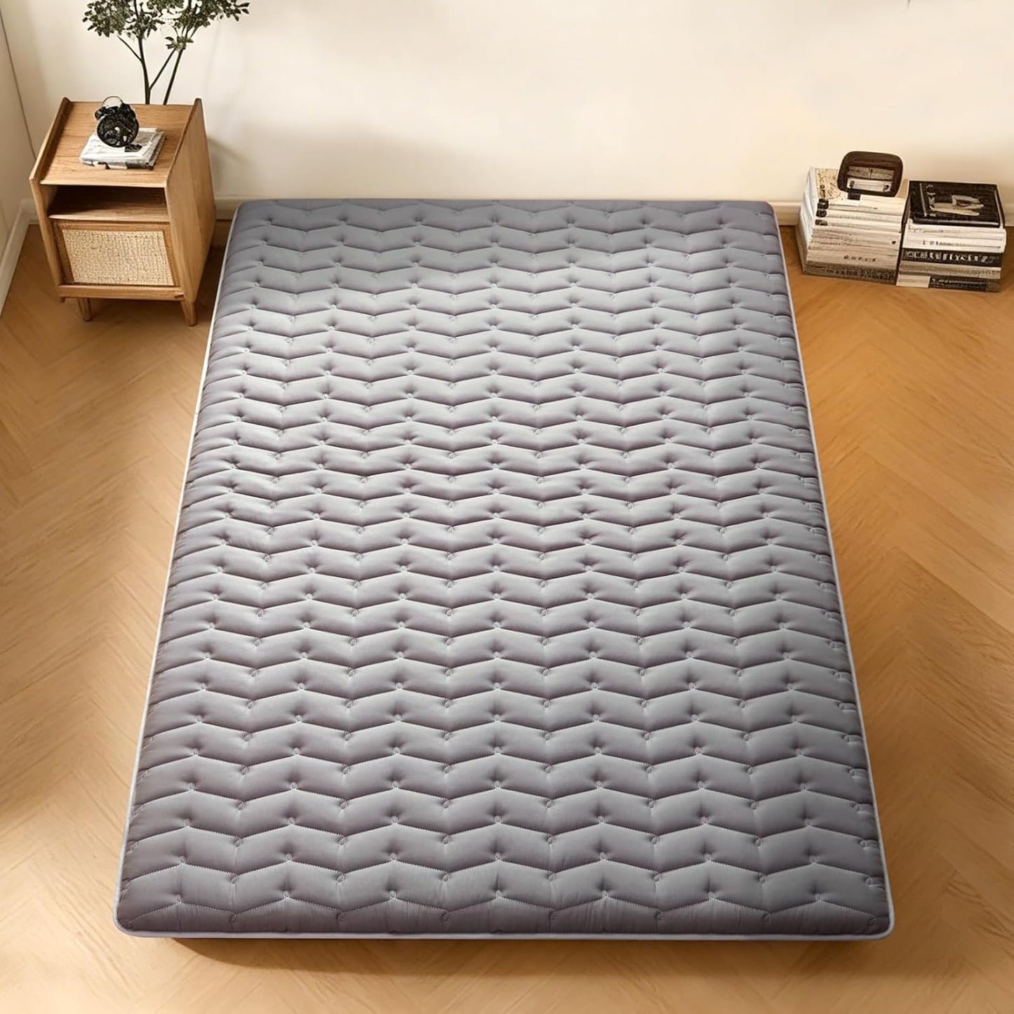 Premium Foam Japanese Futon Floor Mattress Queen Size 60"x 80",100% High Density Foam Comfortable Floor Mattress,3.2" Thicken Foldable Sleeping Pad,Dormitory Tatami Mat,for Adult and Kids (Gray)