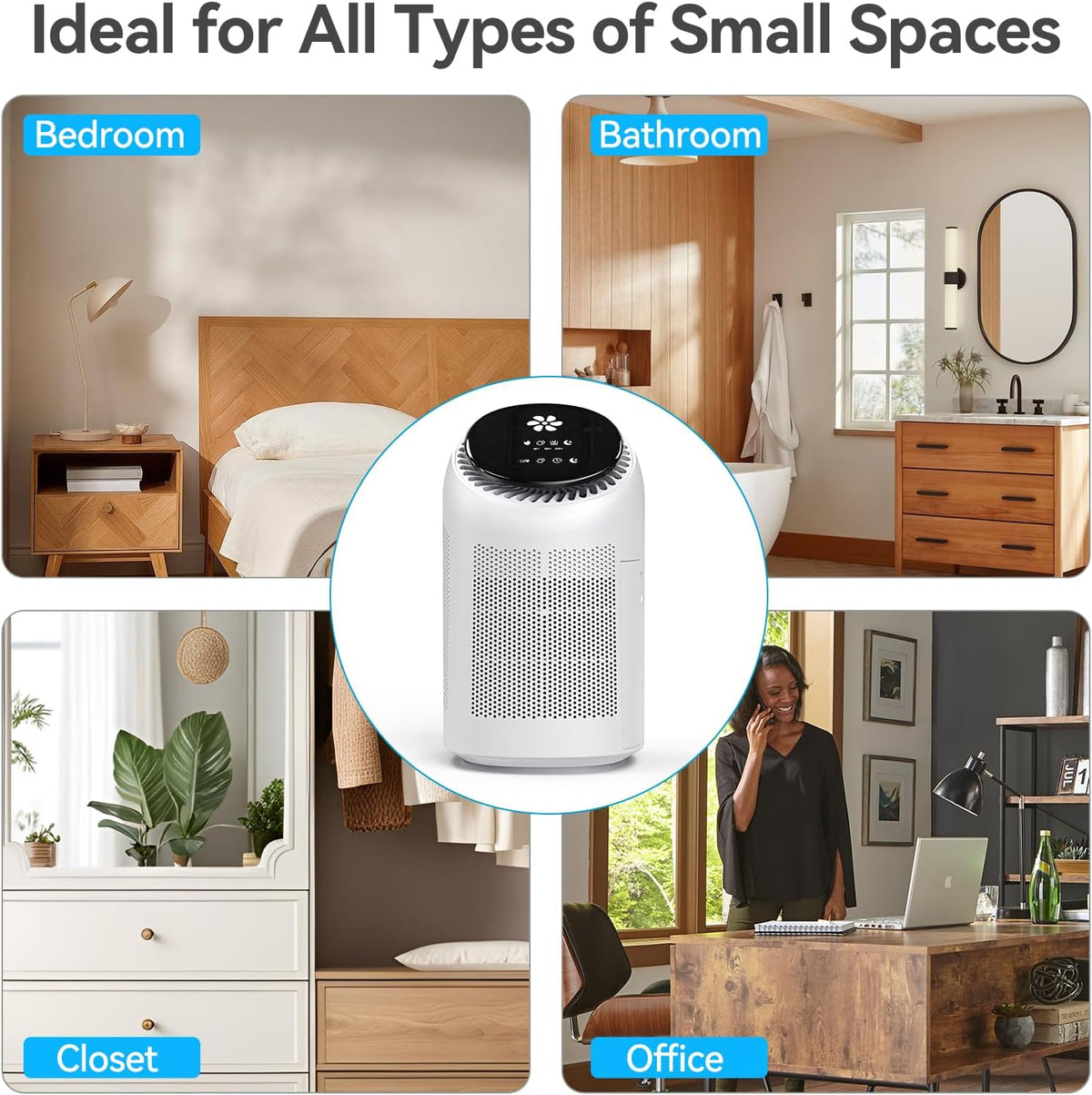 Dehumidifier with Purification Function for Home, Small Dehumidifier for Bedroom with Drain Hose, HEPA Filter & Auto-Off, 32dB Ultra-Quiet Sleep Mode, Ideal for Bedroom, Bathroom, Closet, RV