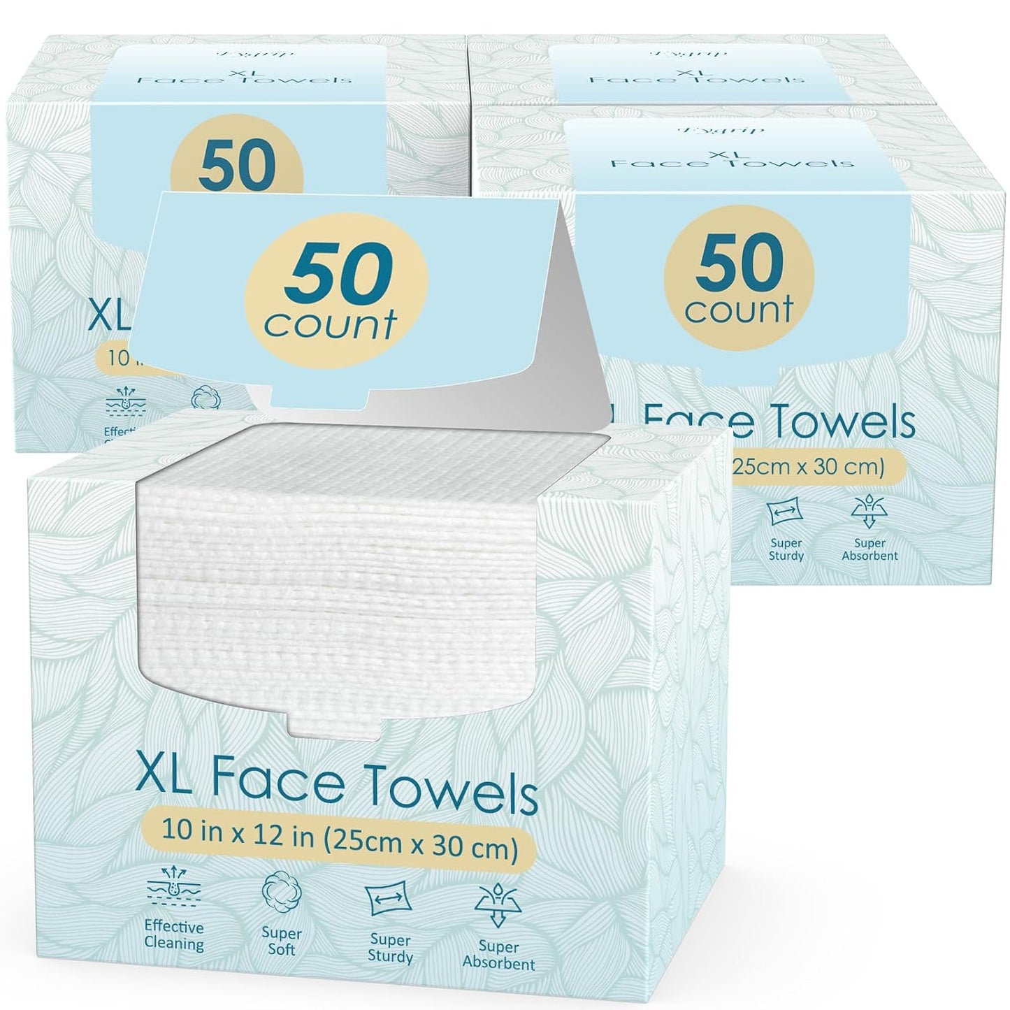 Fygrip 2 Pack of 50 count XL Disposable Face Towels 10” x 12”, 100% Viscose Fibre, Soft & Skin Friendly Face Towelettes Disposable, Facial Tissue Wipes for Women Cleansing
