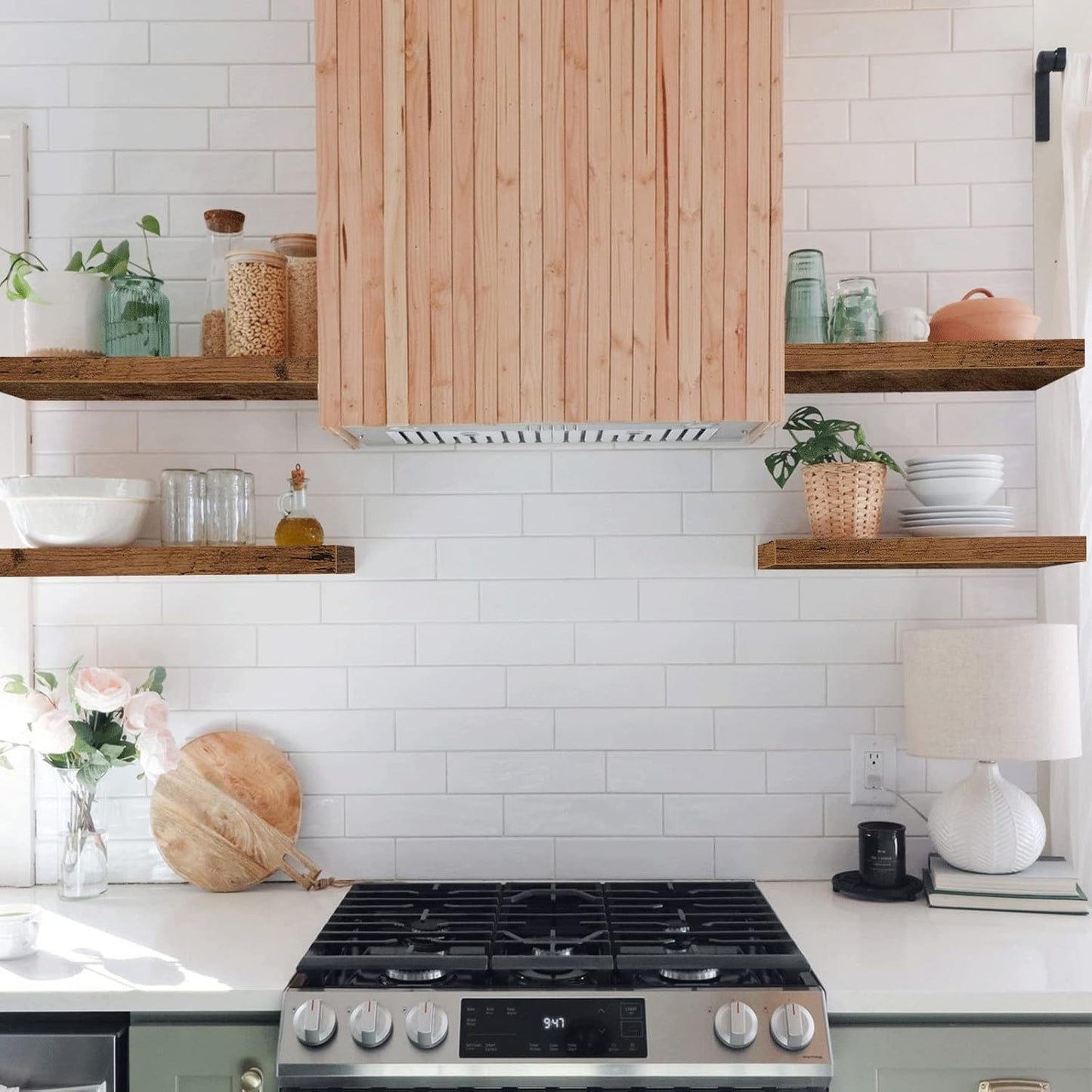 QEEIG Bathroom Floating Shelves for Wall - 15.7" Wall Mounted Shelf Over Toilet Farmhouse Home Decor Display Bookshelf Small 15.7 x 6.7 inch Set of 2, Rustic Brown (008-40BN)