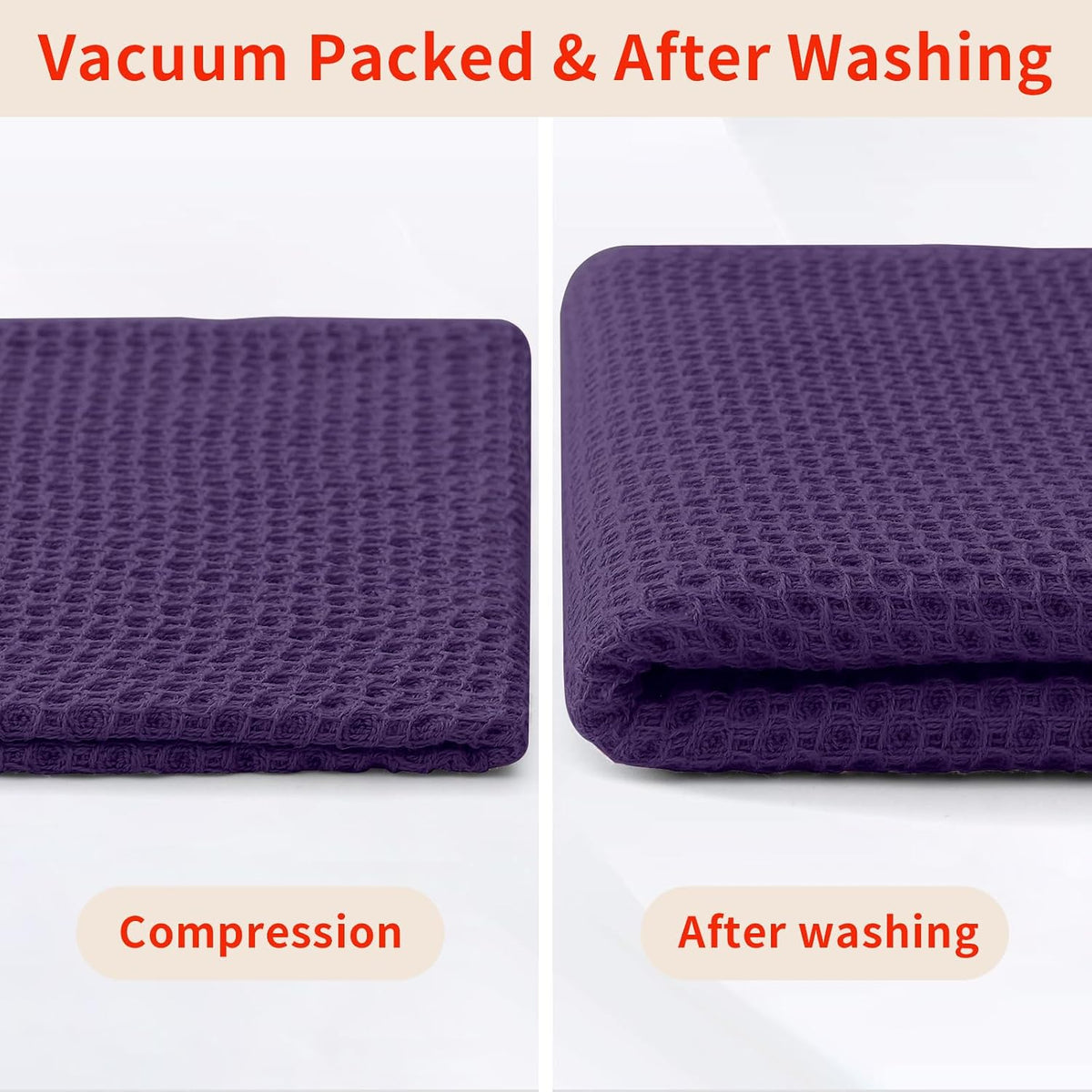 Homaxy 100% Cotton Waffle Weave Kitchen Dish Cloths 6-Pack, Eggplant