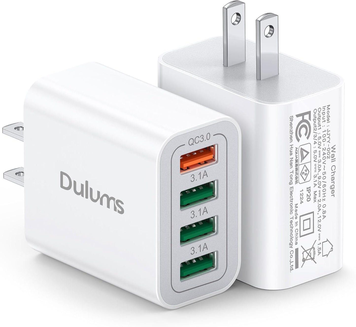 50W USB Wall Charger Block, 2Pack 5-Port Charger Fast Charging Block QC 3.0 Multiport Type C Box Brick Cube USB A Wall Plug for iPhone 16/15/14 Pro Max Plus, iPad,Galaxy, LG, Moto, Android Phones