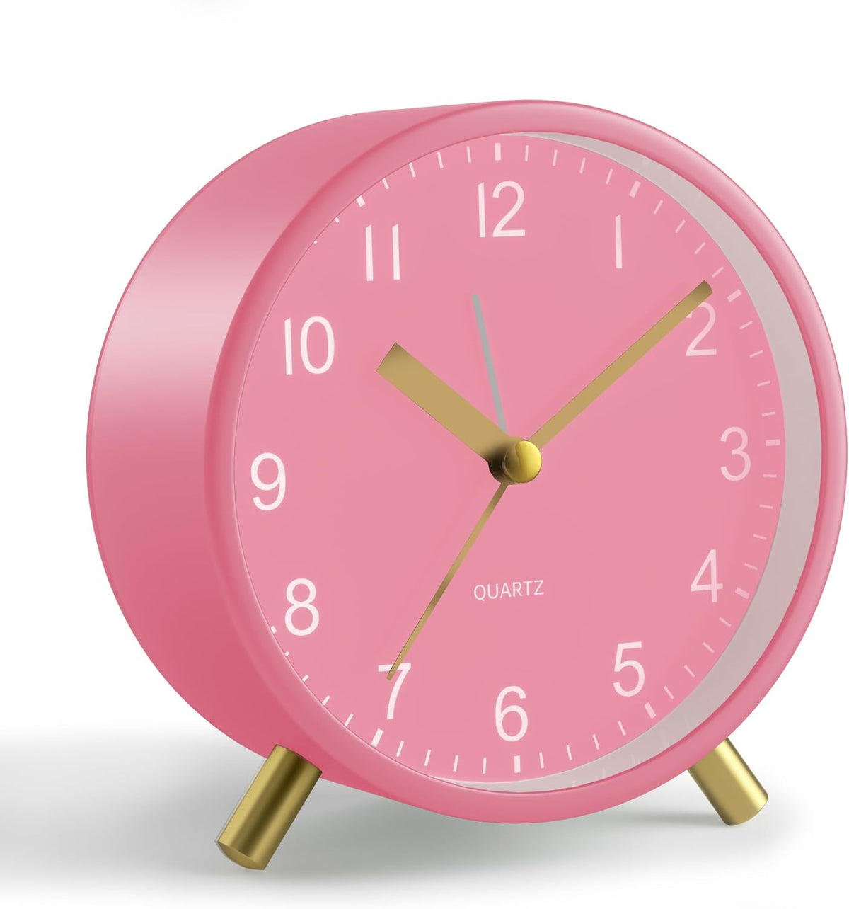 Analog Alarm Clock, 4 inch Super Silent Non Ticking Small Clock with Night Light, Battery Operated, Simple Design, Old Fashioned Style Wine-red Decor, for Bedroom, Bedside, Desk, Adult, Gift, Red
