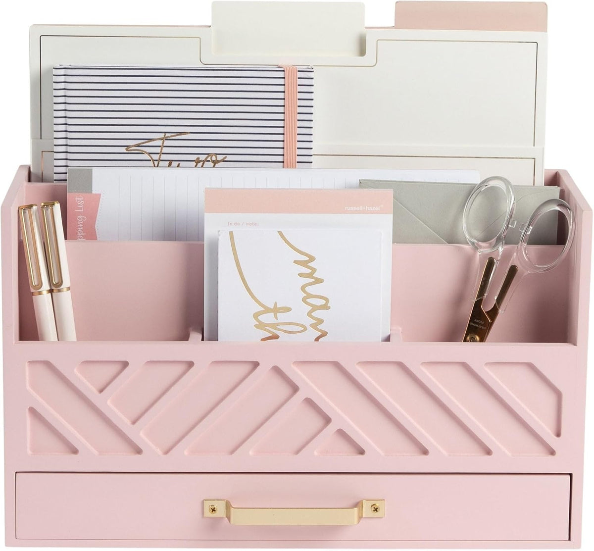 BLU MONACO | Wooden Mail Organizer with Drawer and Compartments | Mail Sorter Organizer Countertop for Desk Entryway | Outgoing Mail Holder Wood Desktop File Storage