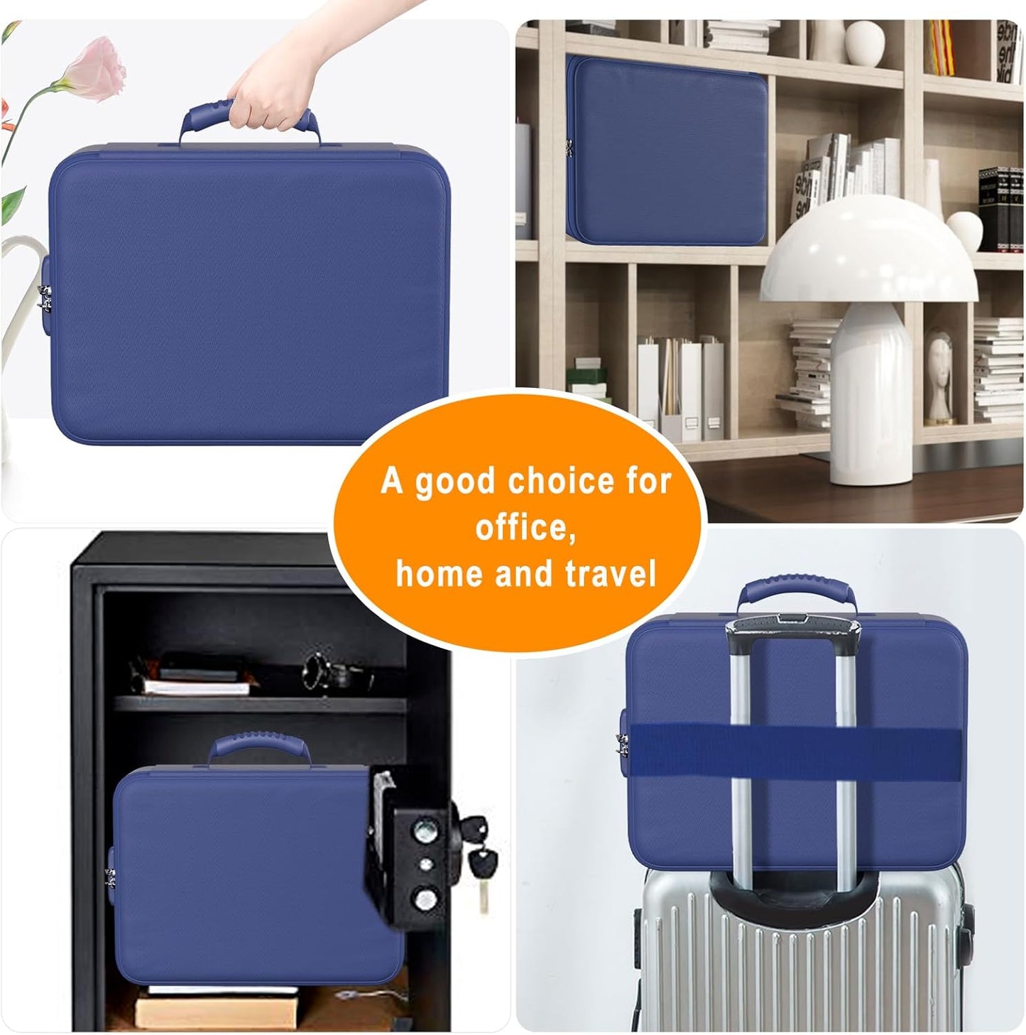 DocSafe 5200°F Document Organizer with Lock,Upgraded Heat Insulated Fireproof&Waterproof Box 8 Layers File Organizer,Portable Home Travel Safe Storage for Important Documents, Files,Blue (Soft)