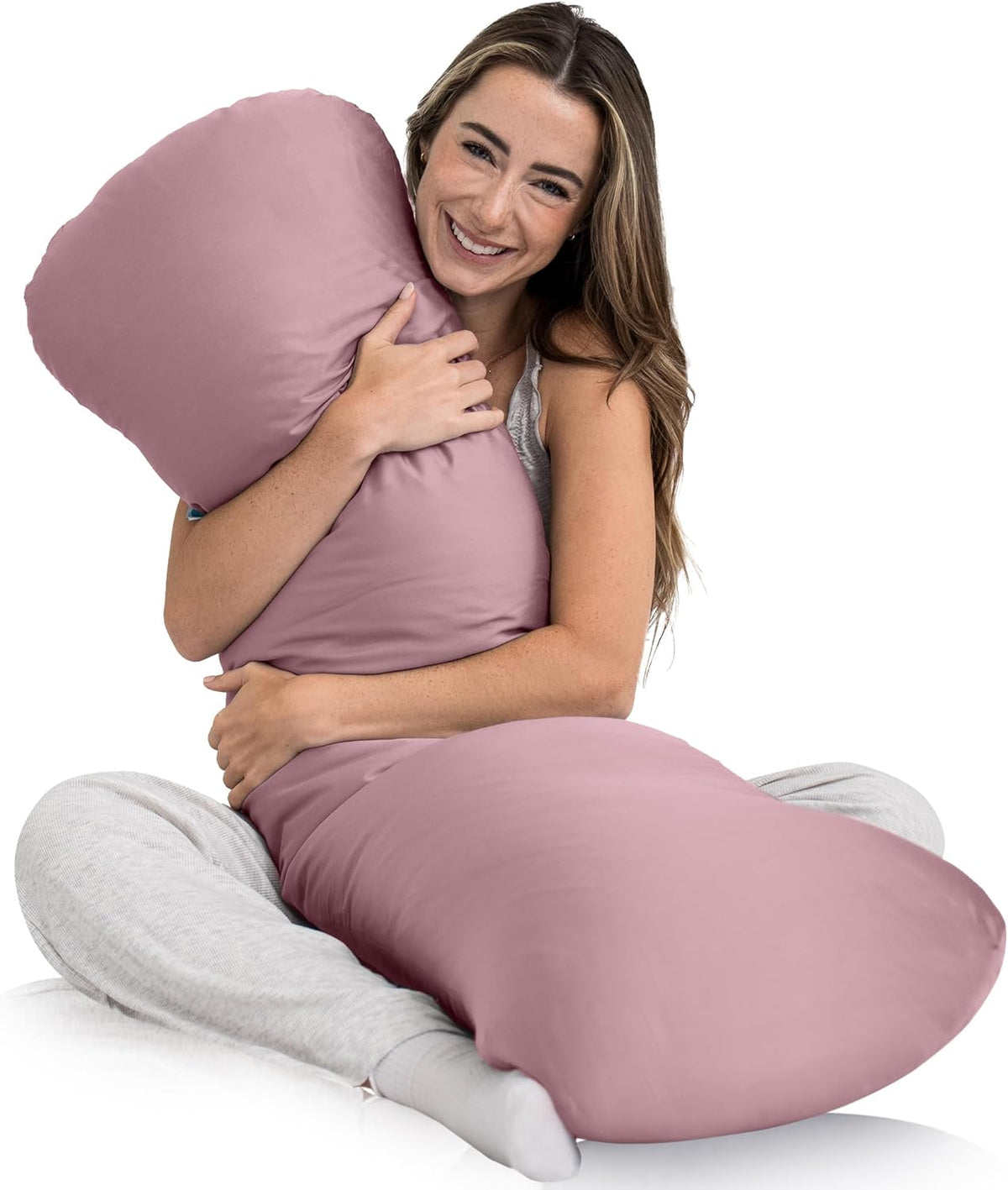 SleepCloud Weighted Body Pillow 6.5lbs - Weighted Pillow for Deeper Sleep (41” x 10”) - Cooling Body Pillows for Adults, Full Body Pillow for Adults, Side Sleeper Body Pillows with Cover (Blossom)