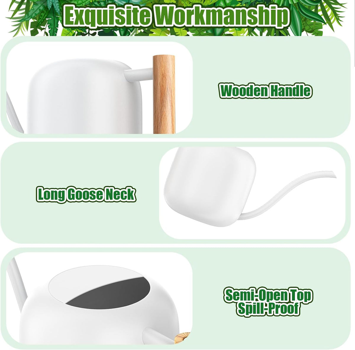 Green Moon 1.2L/41oz Metal Metal Watering Can with Long Spout, White
