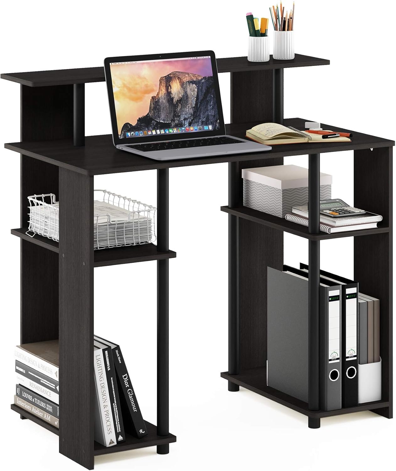 Furinno JAYA Simple Design Computer Writing Desk, French Oak Grey/Black