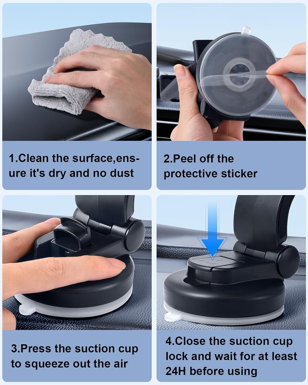 Car Phone Mount for Samsung Galaxy Z Fold 7 6 5 4 3 2 Accessories, Folding/Tablet Suction Holder for Dashboard 360° Rotatable Fit for iPad Mini 6 iPad Pro Air Pixel Fold and More 4-12.9" Device