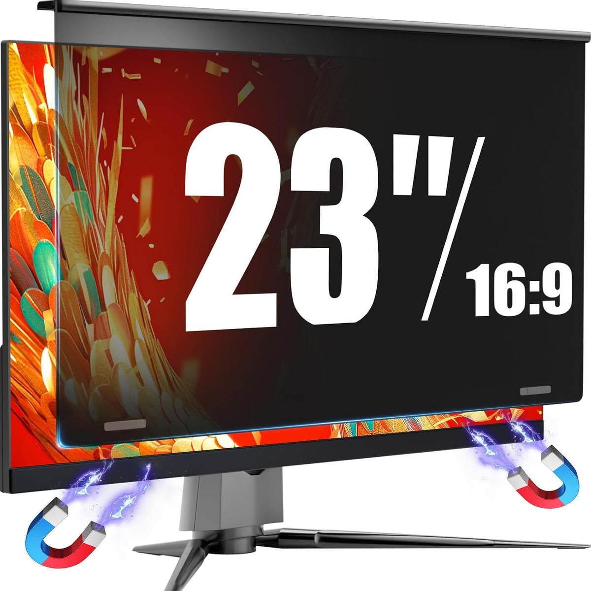Magnetic Privacy Screen for 32 Inch Flat Computer Monitor 16:9 Aspect Ratio,32in Removable Anti Glare Filter,Blue Light Blocking Privacy Shield Eye Protection,Hanging Anti Spy Desktop PC Protector